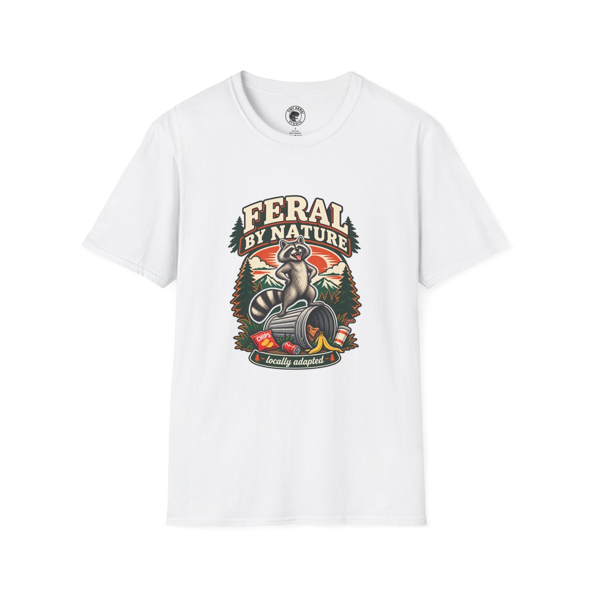 Feral By Nature raccoon graphic T-Shirt | nature outdoors vintage camping