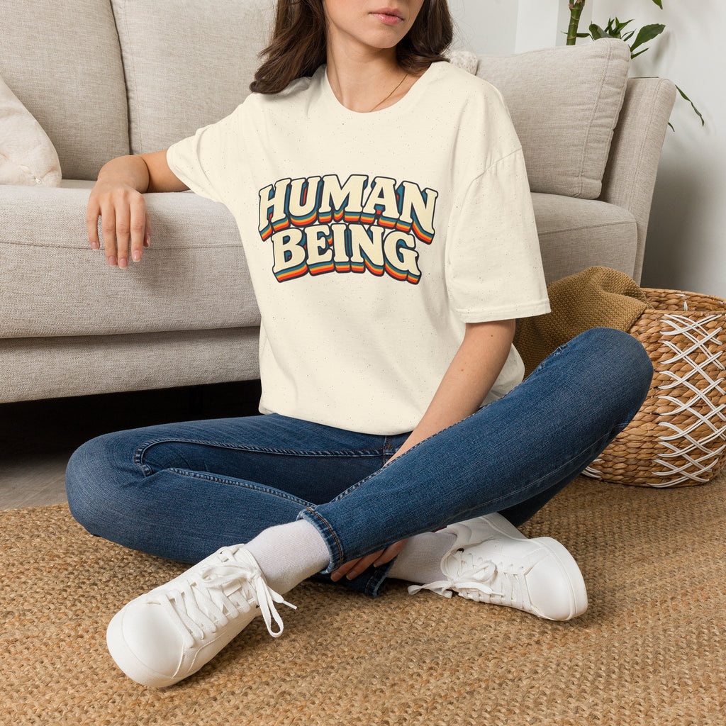 Human Being T-Shirt | Retro Rainbow Text
