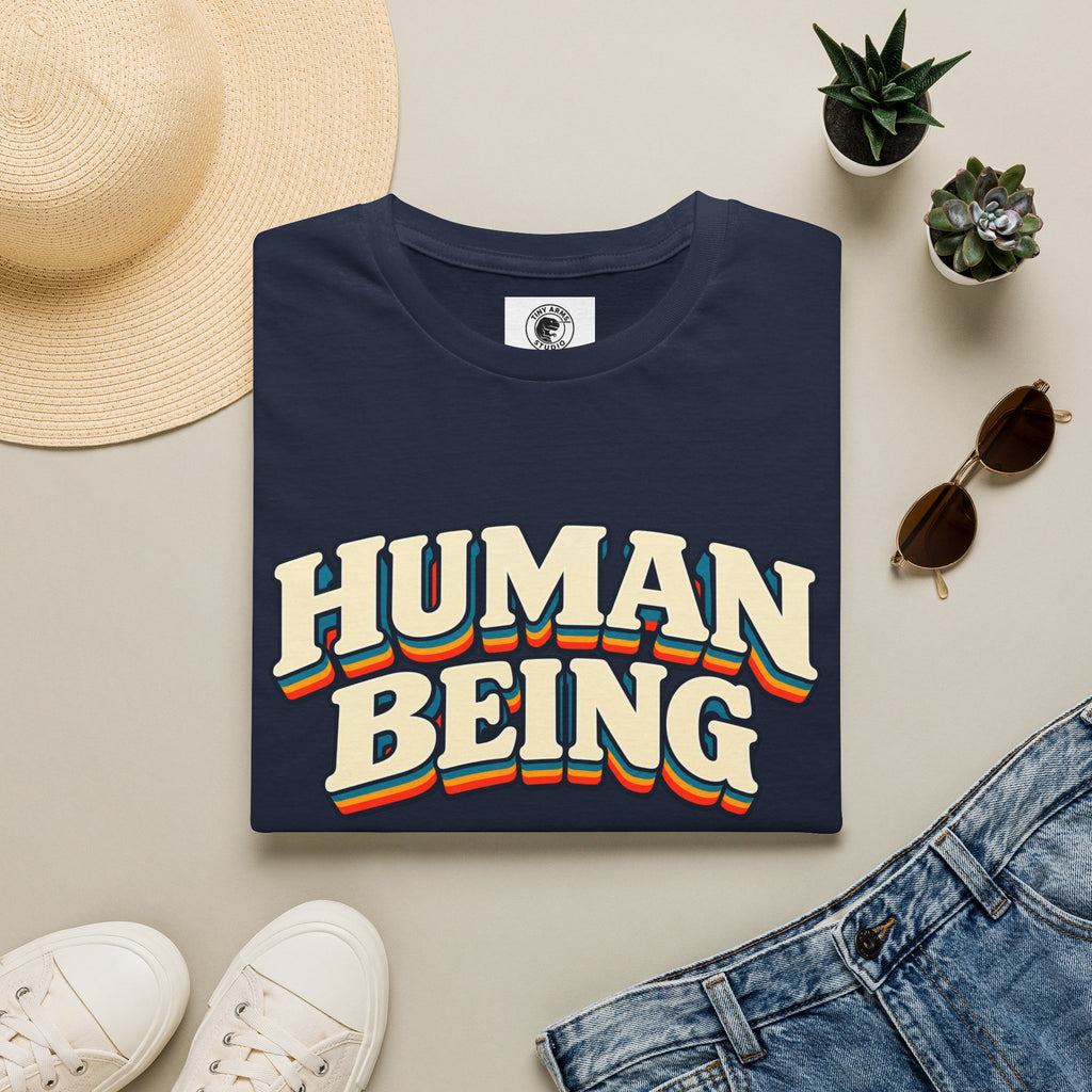 Human Being T-Shirt | Retro Rainbow Text