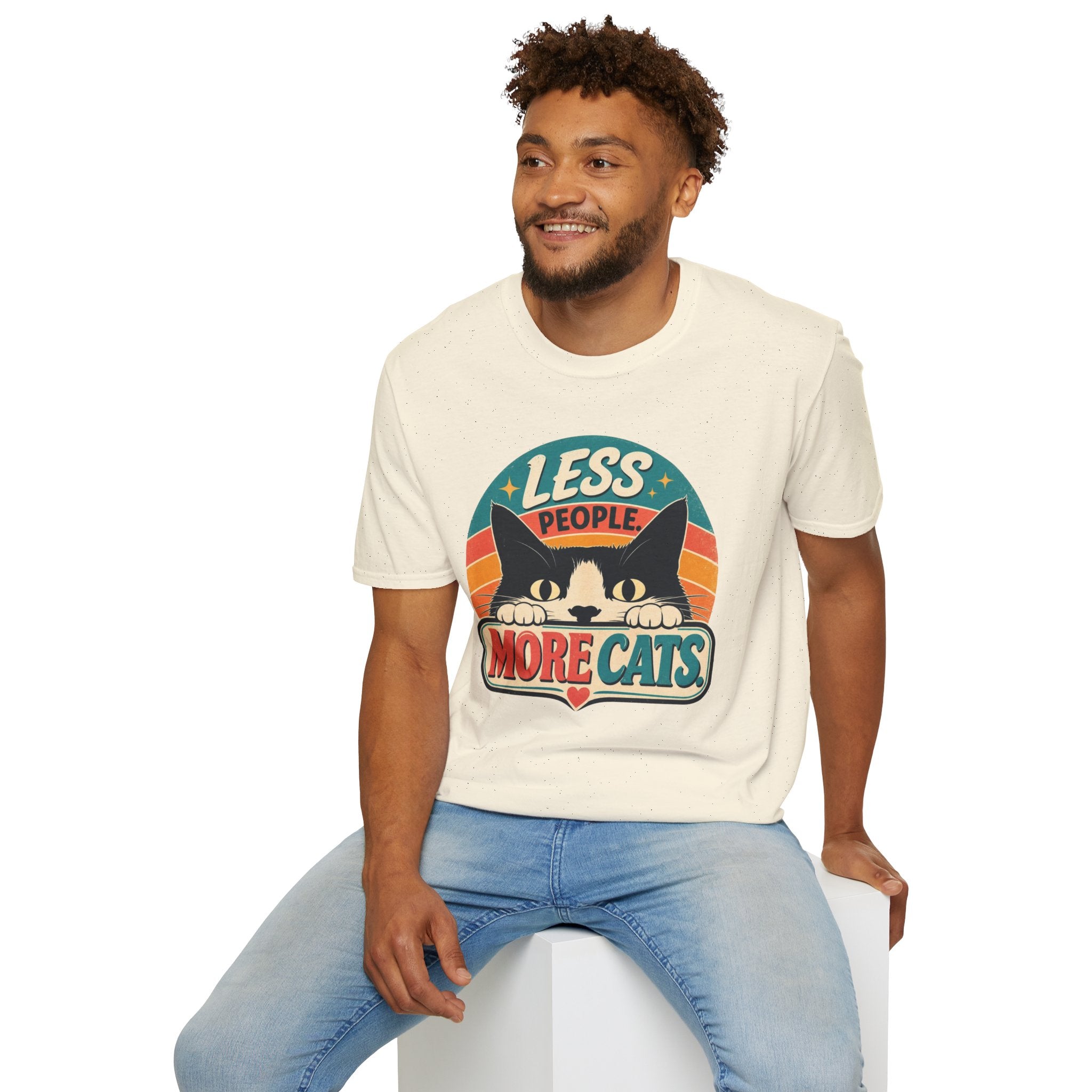 Less People More Cats T-Shirt | Retro Cat Graphic Tee
