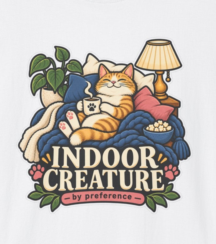 Indoor Creature Cat Shirt | Cozy Cat Lounge Tee