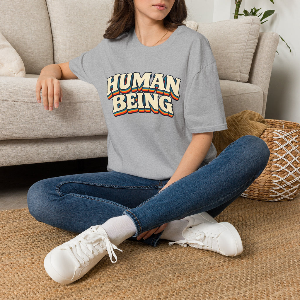 Human Being T-Shirt | Retro Rainbow Text