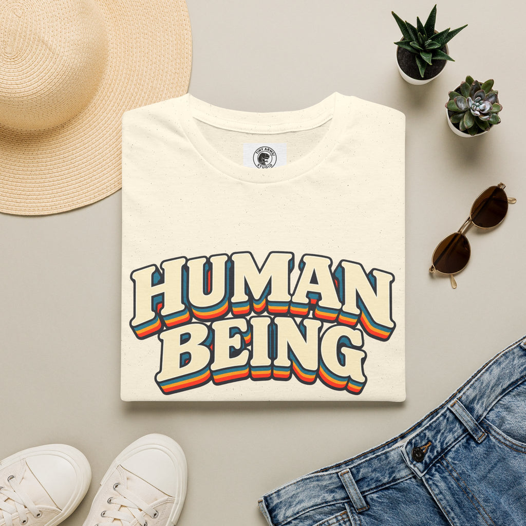 Human Being T-Shirt | Retro Rainbow Text