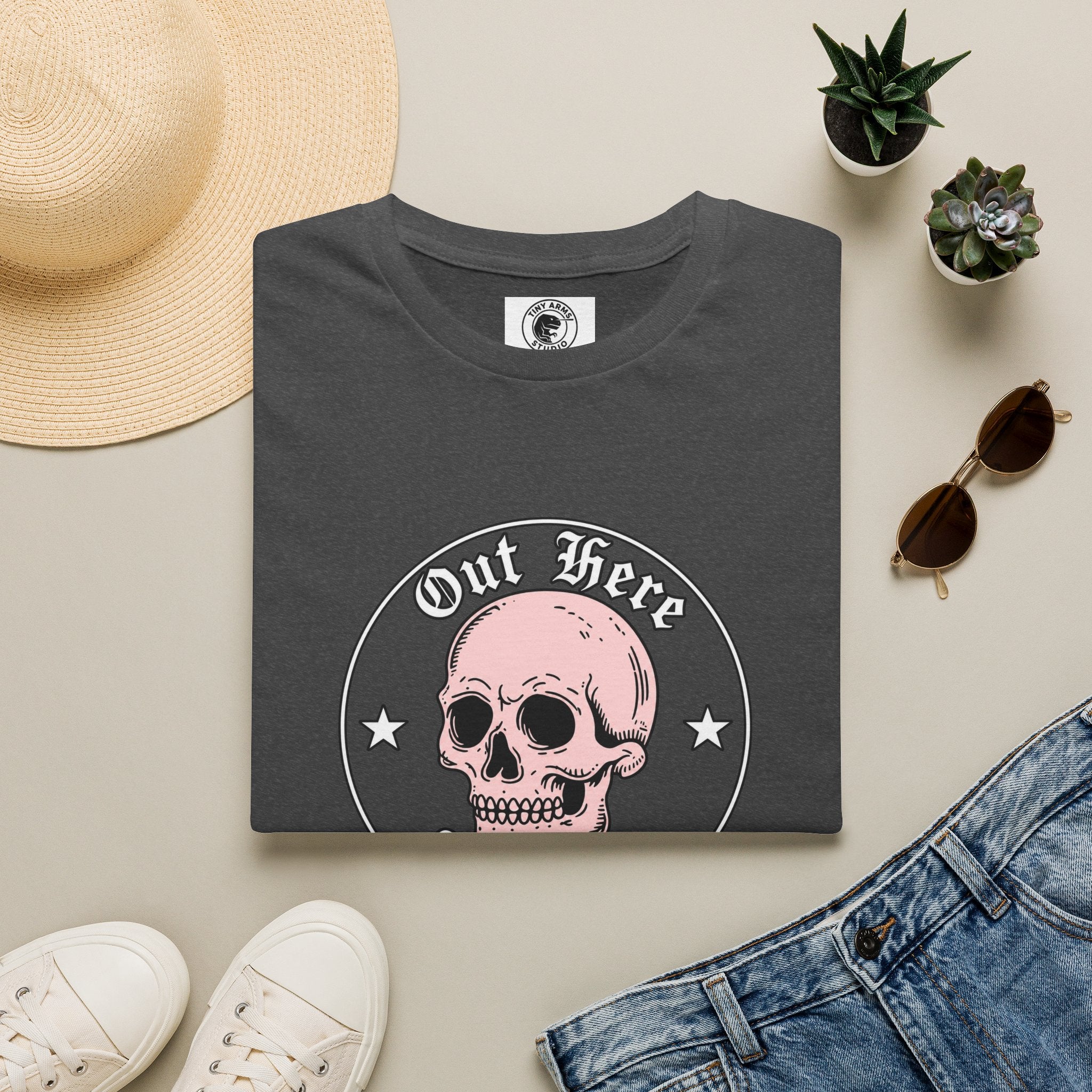 Pink Skull 'Out Here' Graphic Tee | Skull Illustration T-Shirt