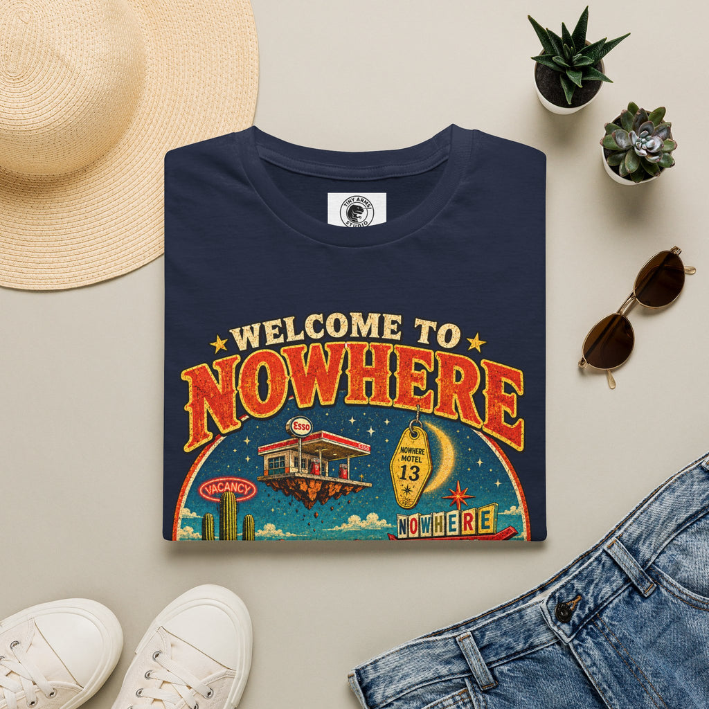 Welcome to Nowhere T-Shirt | Retro Desert Motel Road Trip Design