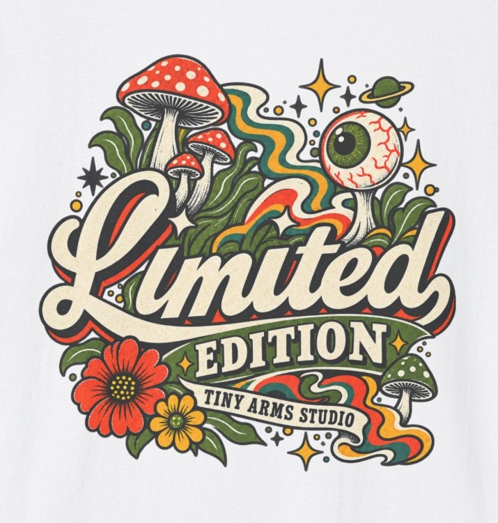 Limited Edition Retro Mushroom Graphic Tee | Psychedelic 70s Shirt