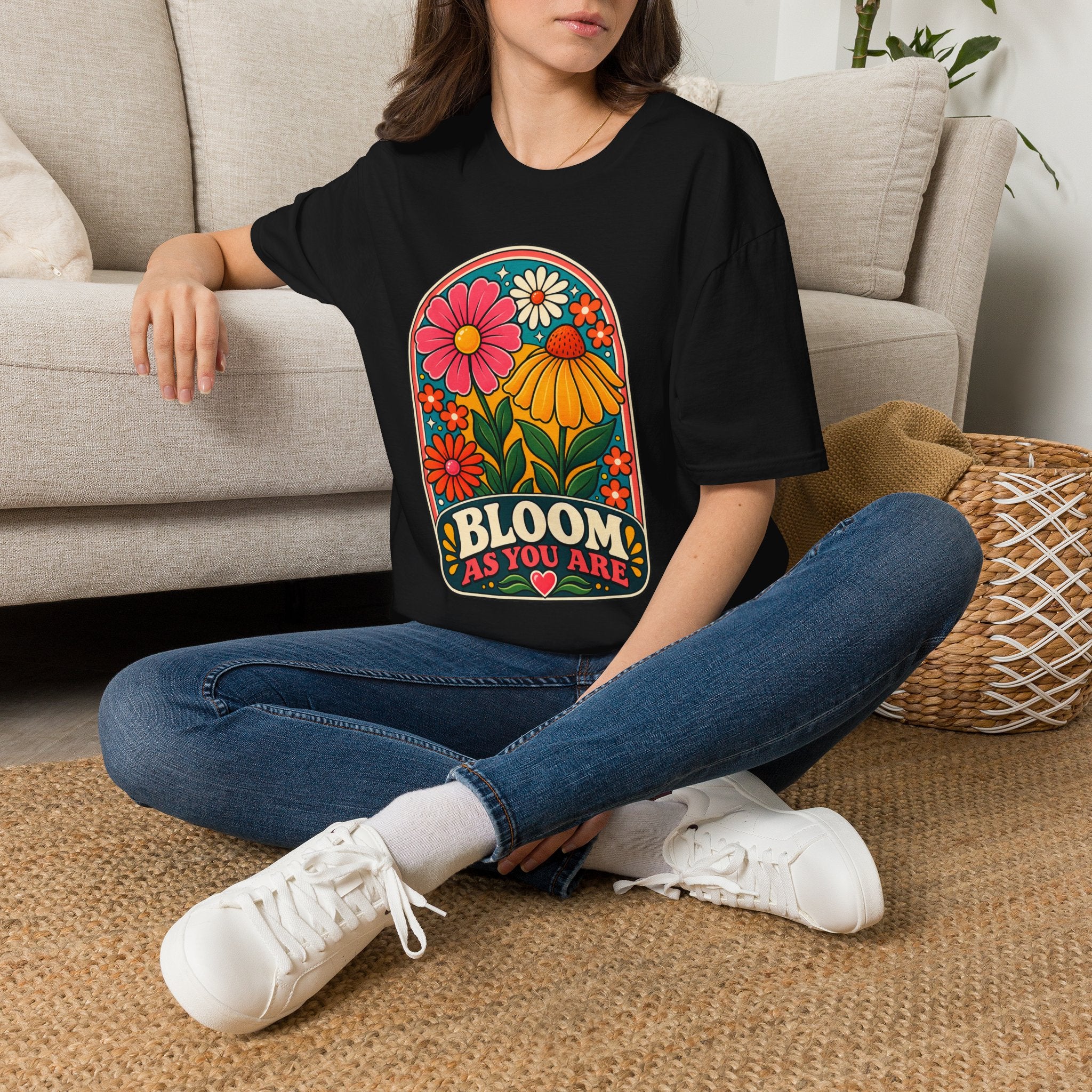 Bloom As You Are T-Shirt | Retro Floral Arch Design