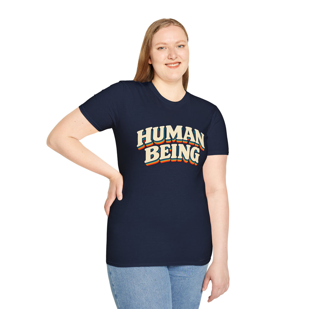 Human Being T-Shirt | Retro Rainbow Text
