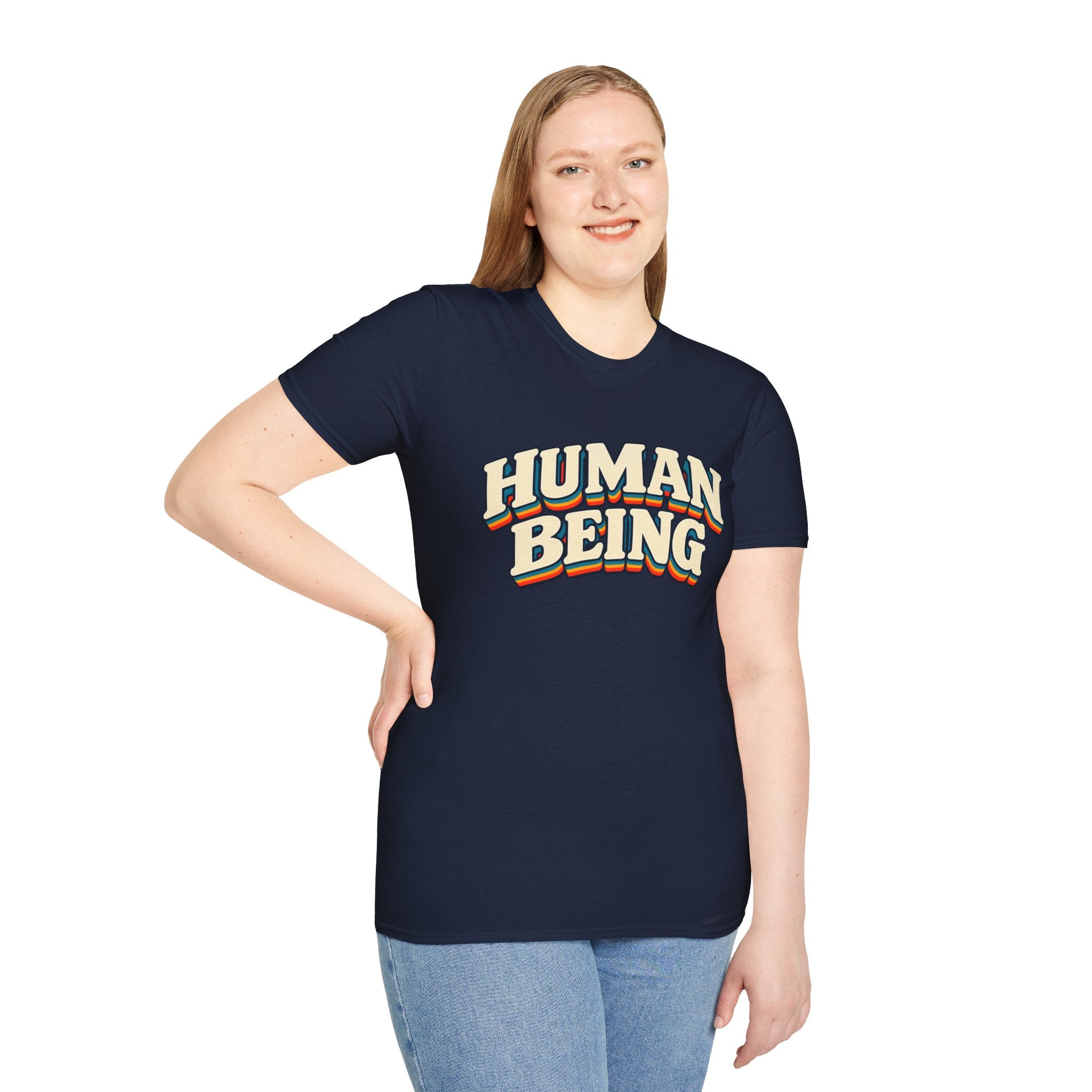 Human Being T-Shirt | Retro Rainbow Text