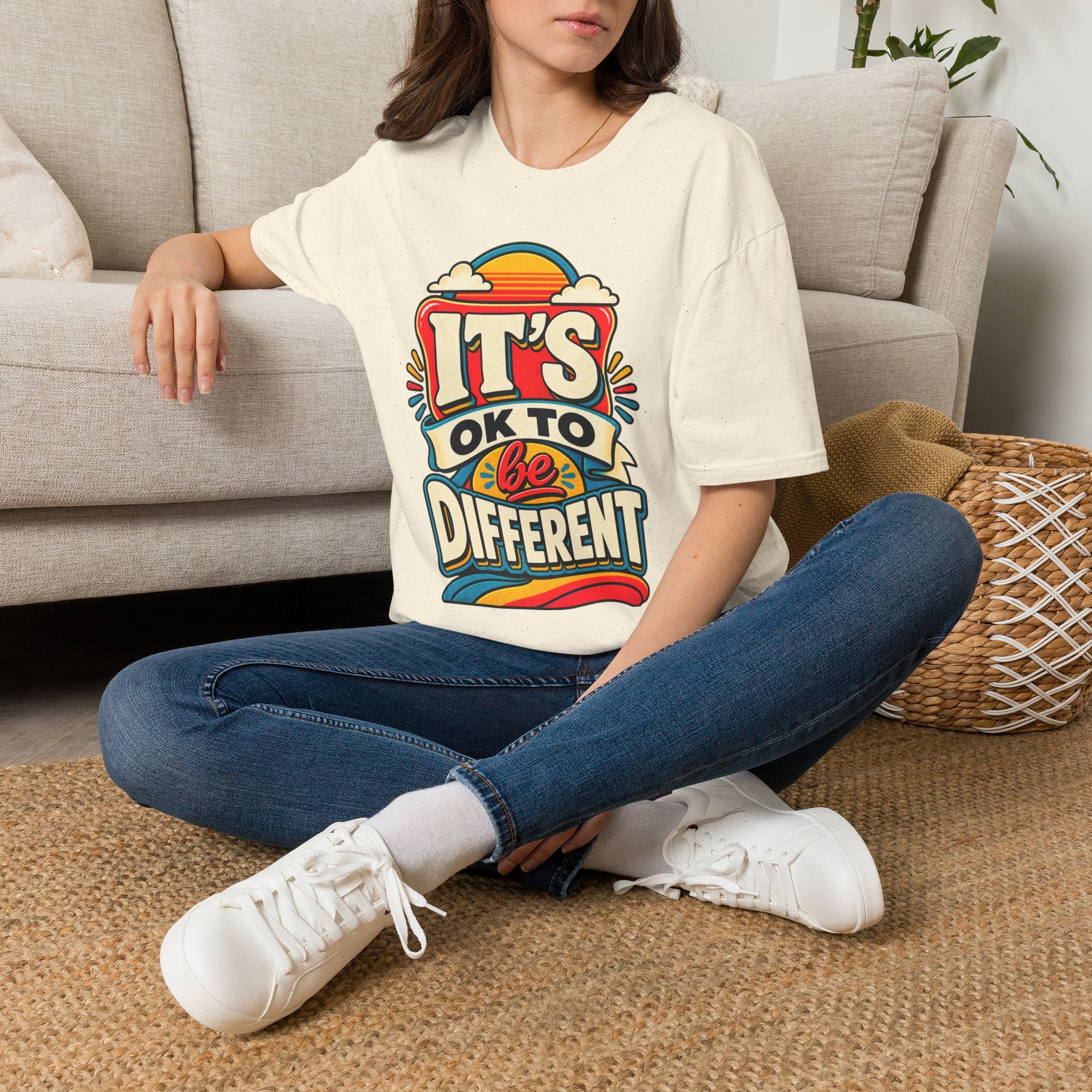 Be Different T-Shirt | Retro Rainbow Typography
