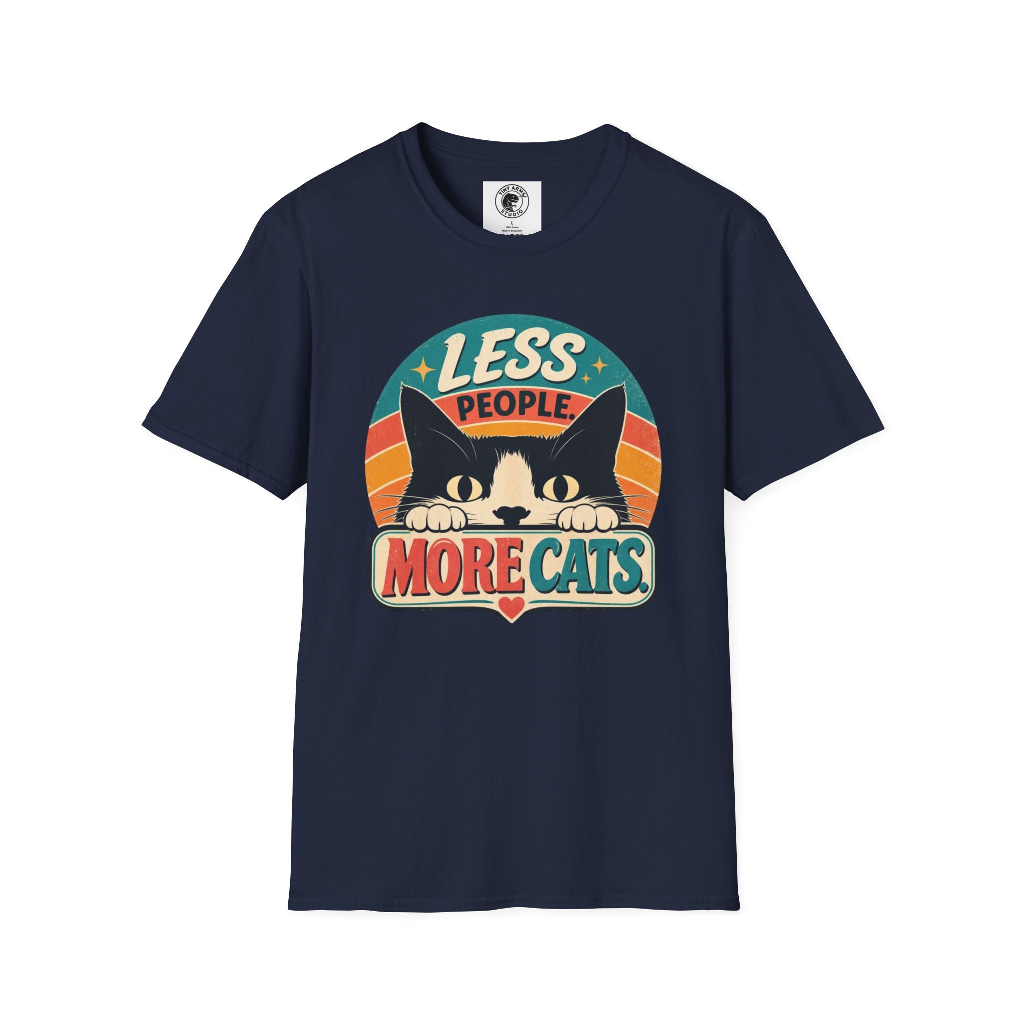 Less People More Cats T-Shirt | Retro Cat Graphic Tee