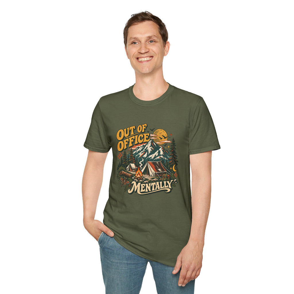 Out of Office Mentally Retro Camping Graphic Tee | Vintage Outdoor Shirt