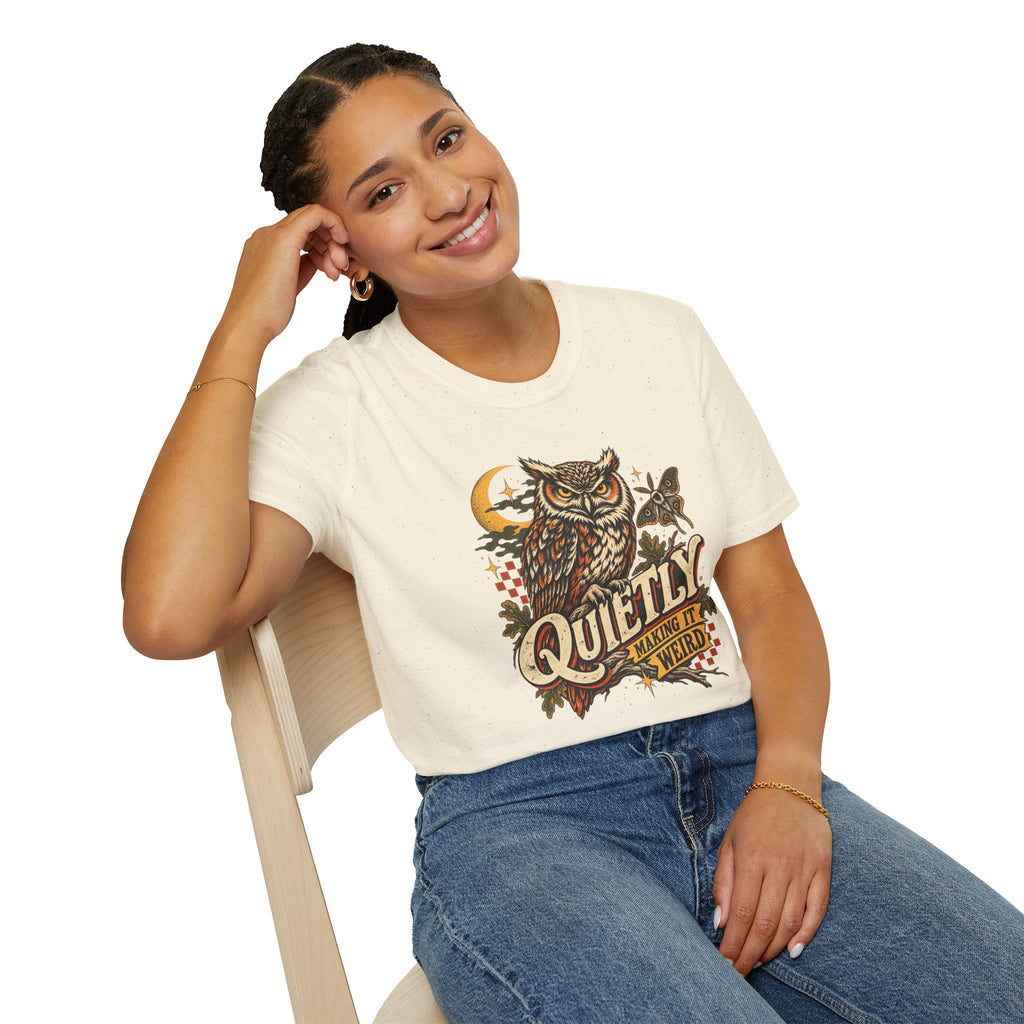 Quietly Making It Weird Retro Owl Graphic Tee | Vintage Woodland Shirt