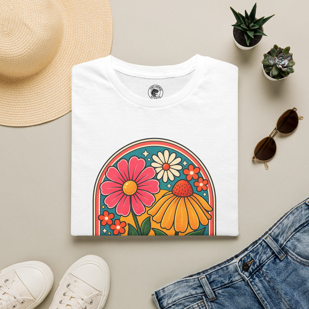Bloom As You Are T-Shirt | Retro Floral Arch Design