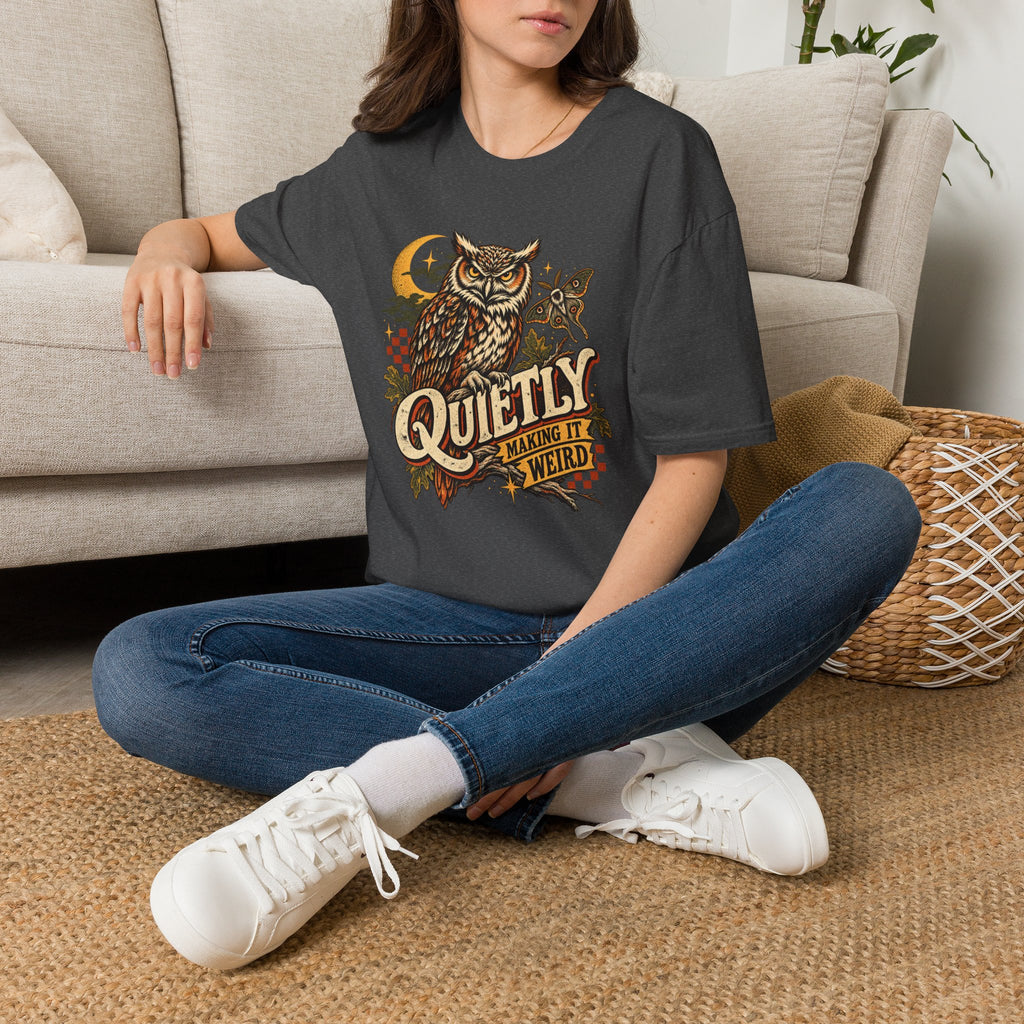 Quietly Making It Weird Retro Owl Graphic Tee | Vintage Woodland Shirt