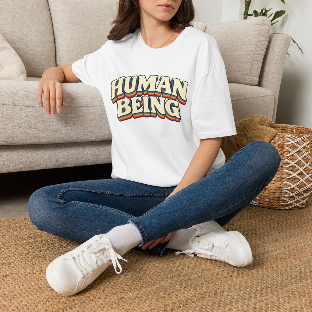 Human Being T-Shirt | Retro Rainbow Text