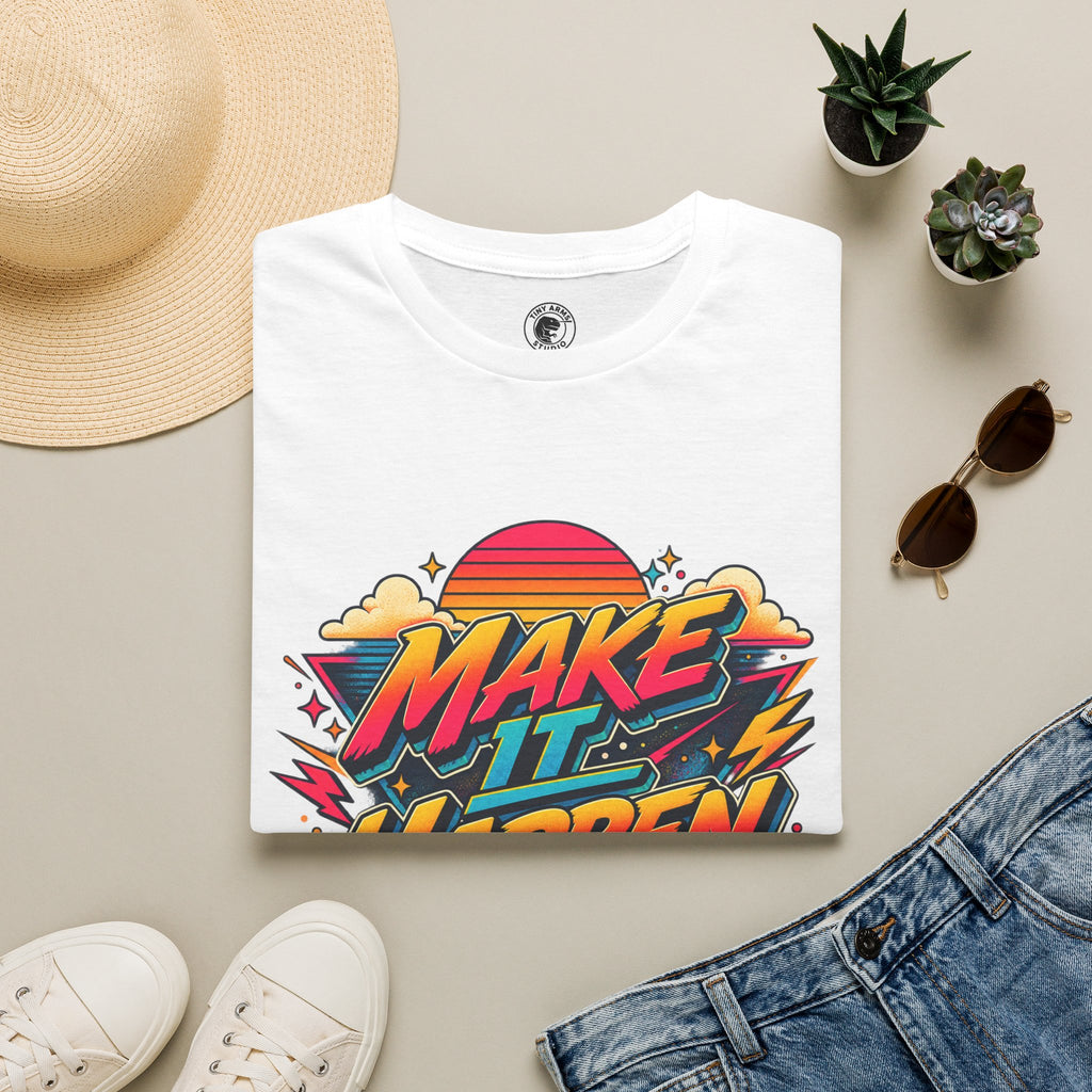Make It Happen T-Shirt | Retro Sunset Motivational Tee