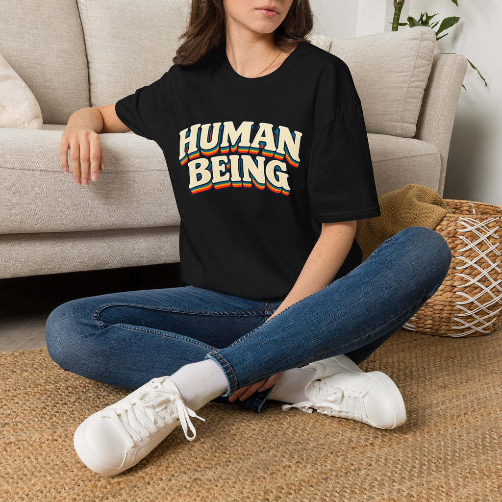 Human Being T-Shirt | Retro Rainbow Text
