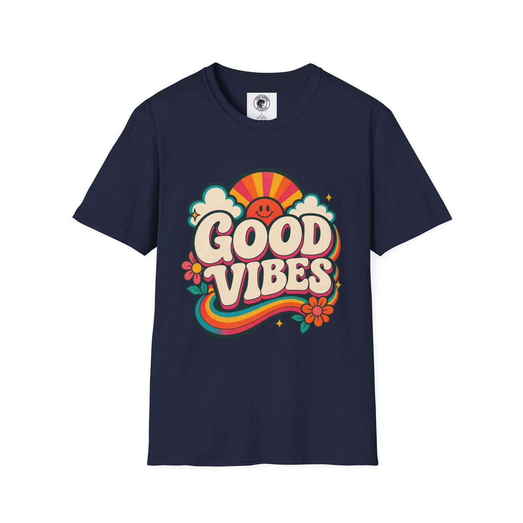 Good Vibes T-Shirt | Retro Rainbow Smiley Tee