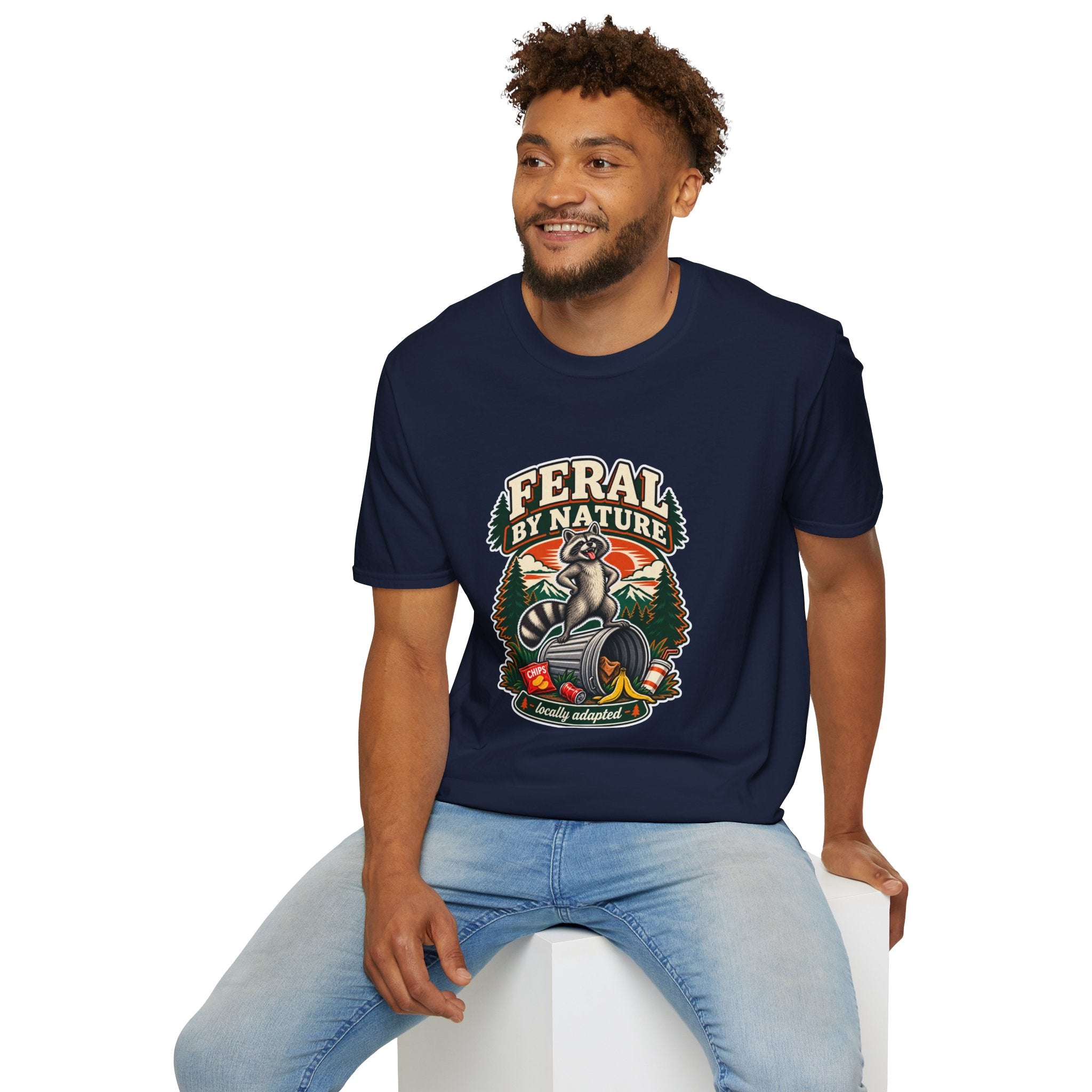 Feral By Nature raccoon graphic T-Shirt | nature outdoors vintage camping