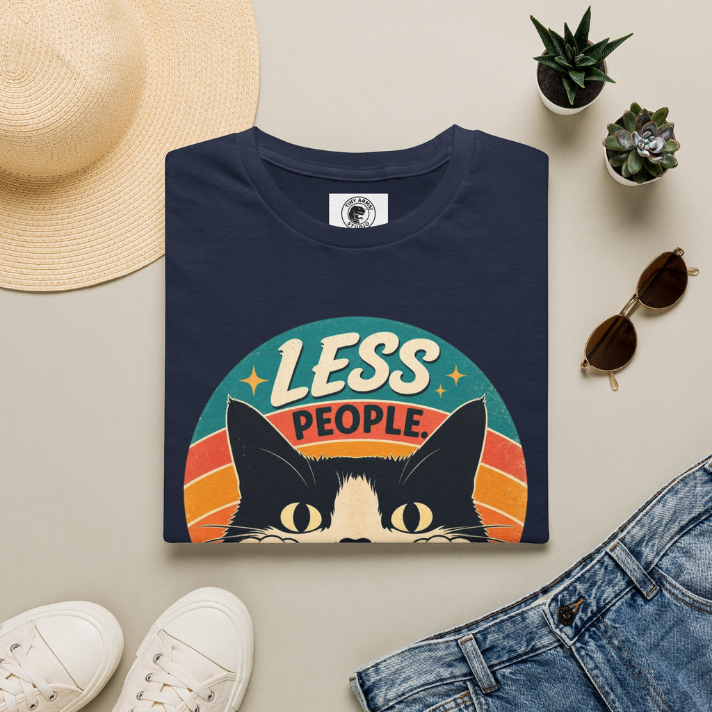 Less People More Cats T-Shirt | Retro Cat Graphic Tee