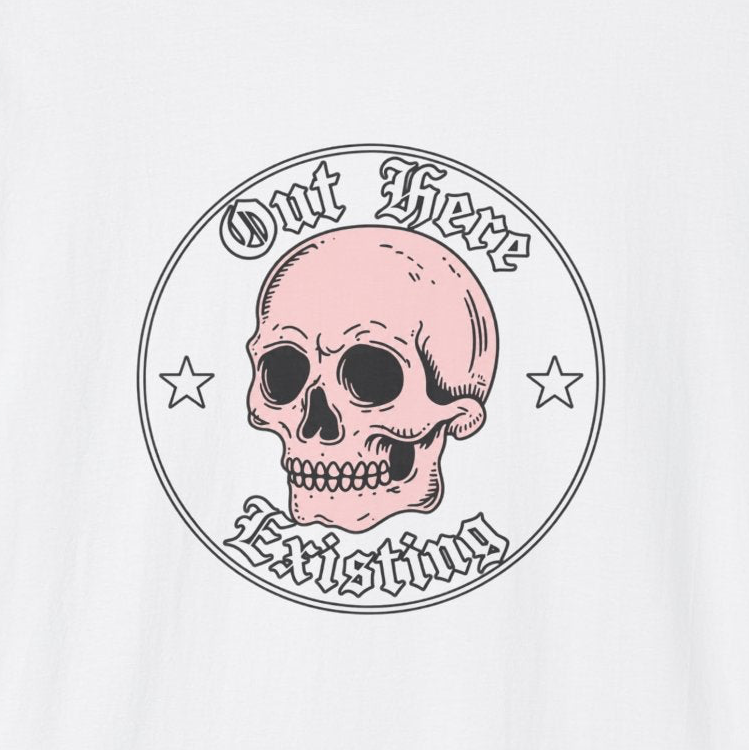 Pink Skull 'Out Here' Graphic Tee | Skull Illustration T-Shirt