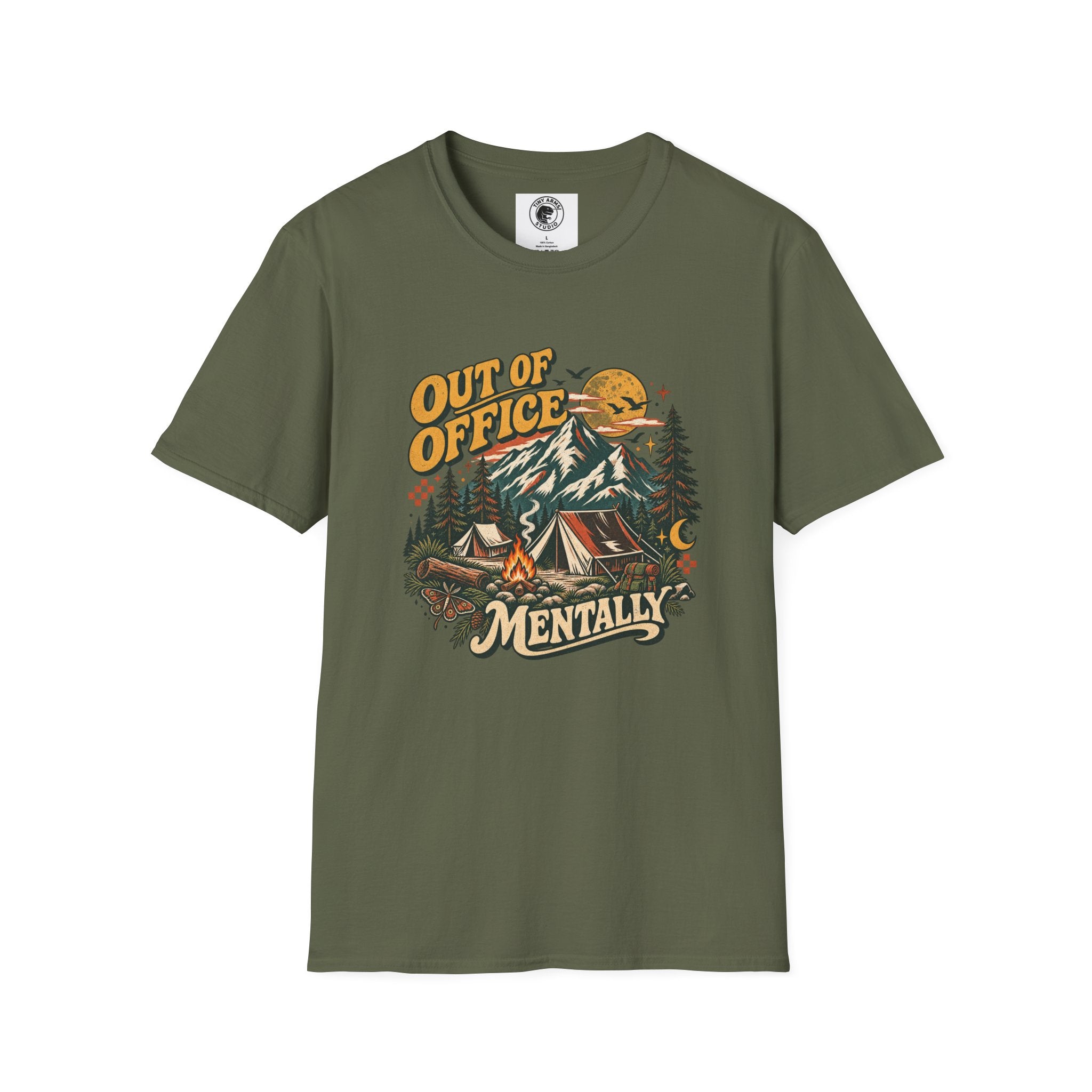 Out of Office Mentally Retro Camping Graphic Tee | Vintage Outdoor Shirt