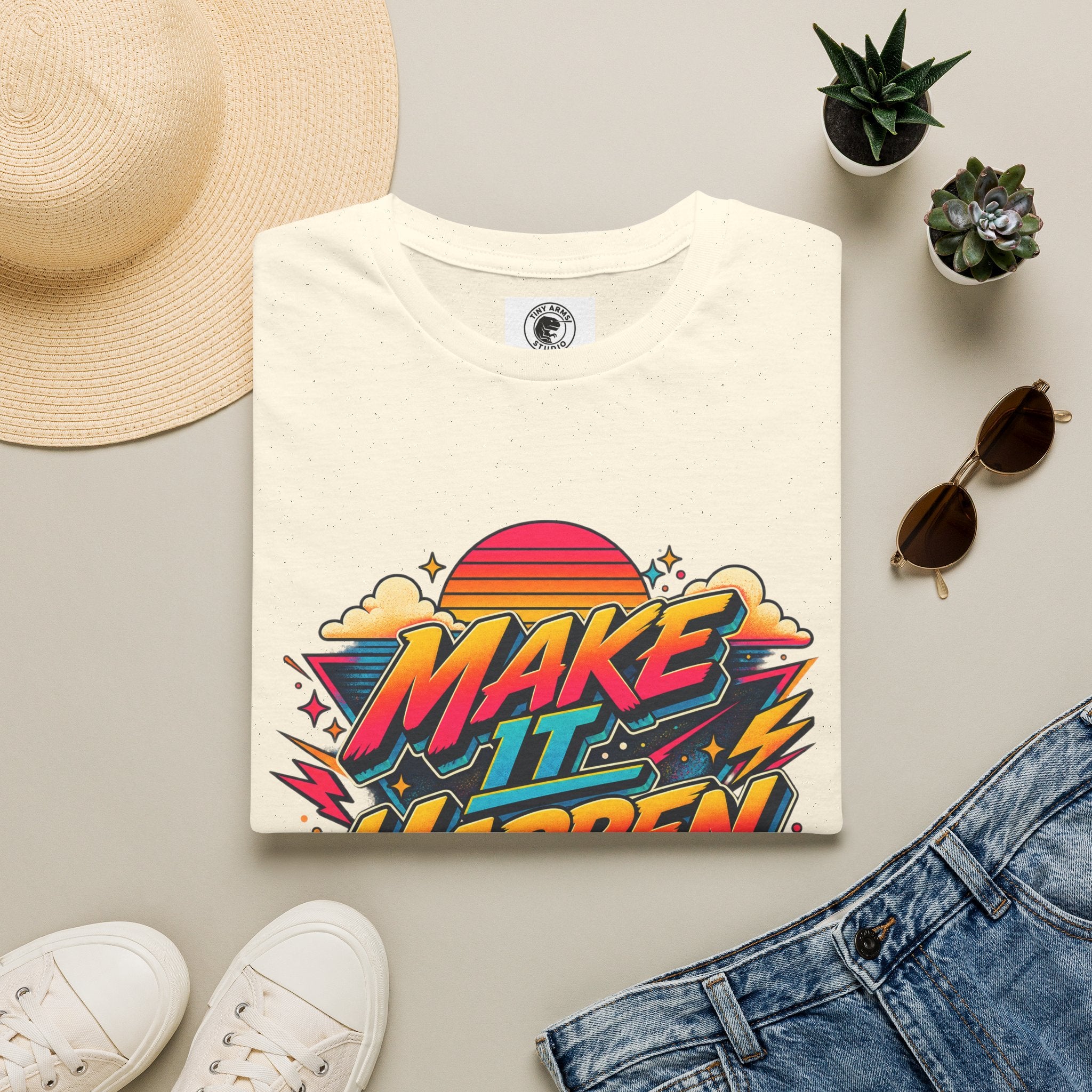 Make It Happen T-Shirt | Retro Sunset Motivational Tee