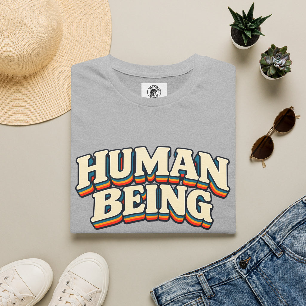 Human Being T-Shirt | Retro Rainbow Text