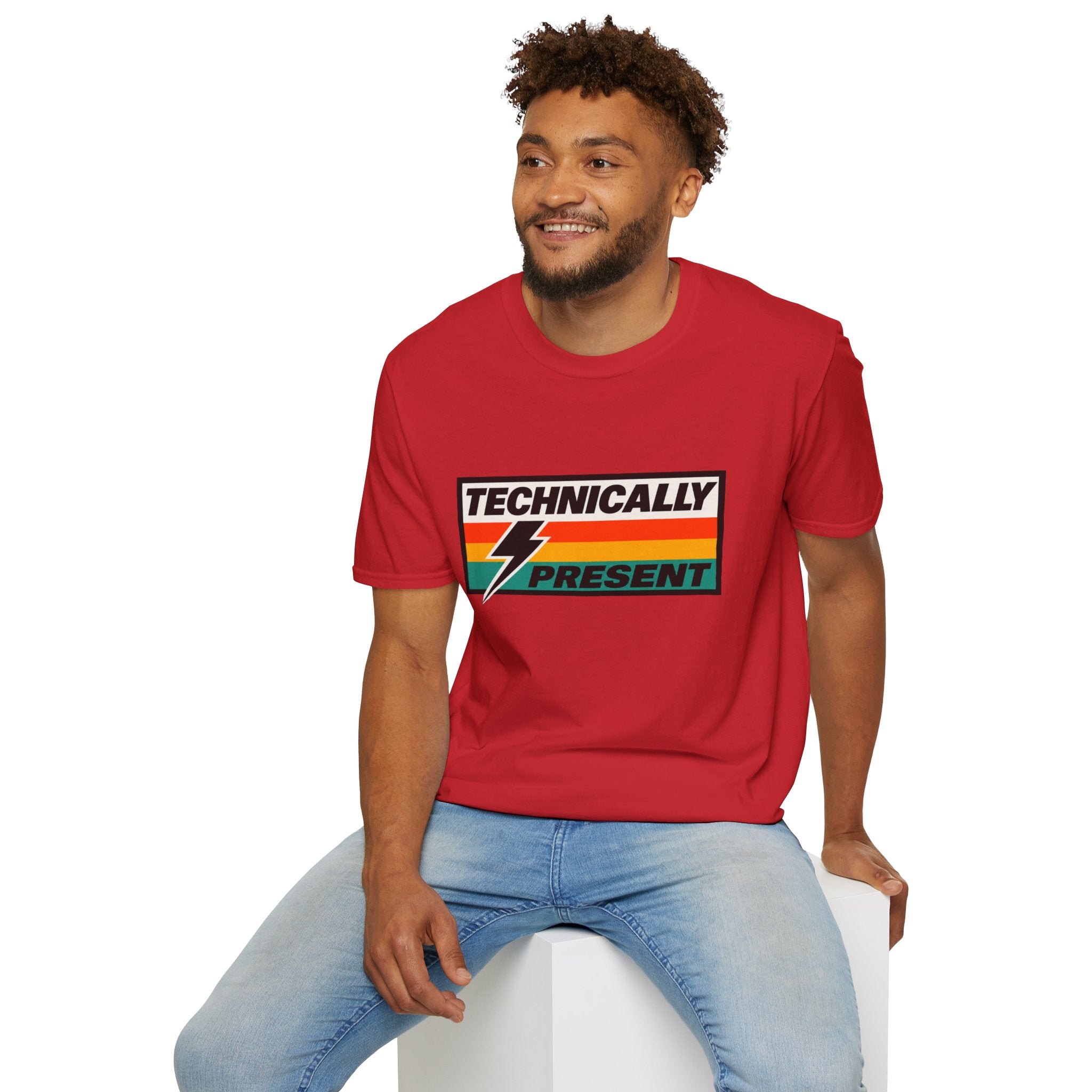 Technically Present T-Shirt | Lightning Retro Stripe Graphic Tee