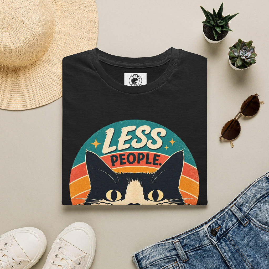 Less People More Cats T-Shirt | Retro Cat Graphic Tee