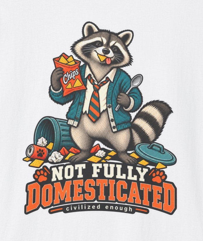Not Fully Domesticated Raccoon T-Shirt | Funny Animal Graphic Tee