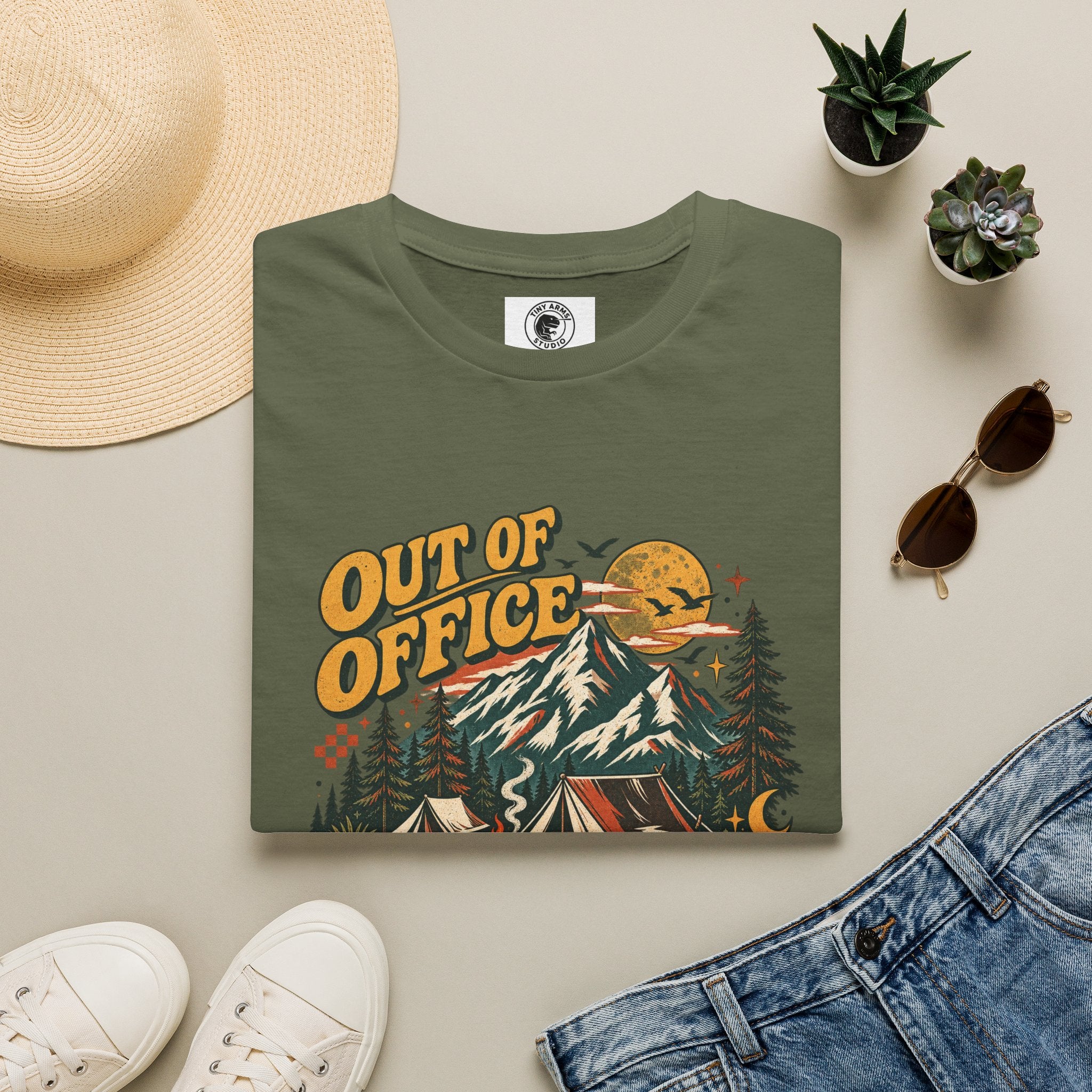 Out of Office Mentally Retro Camping Graphic Tee | Vintage Outdoor Shirt