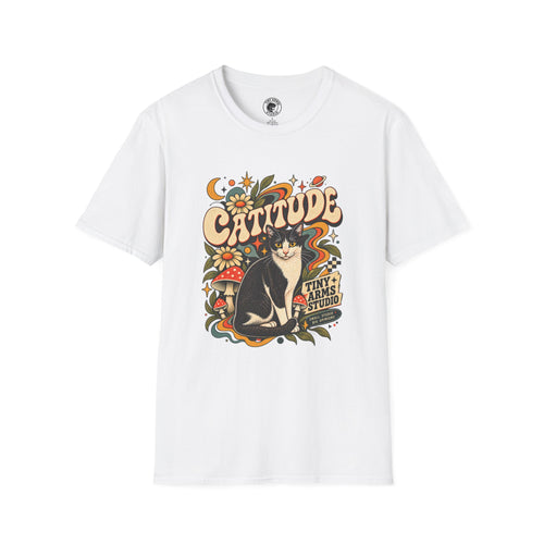 Catitude Retro Cat Graphic Tee | Vintage 70s Tuxedo Cat Shirt