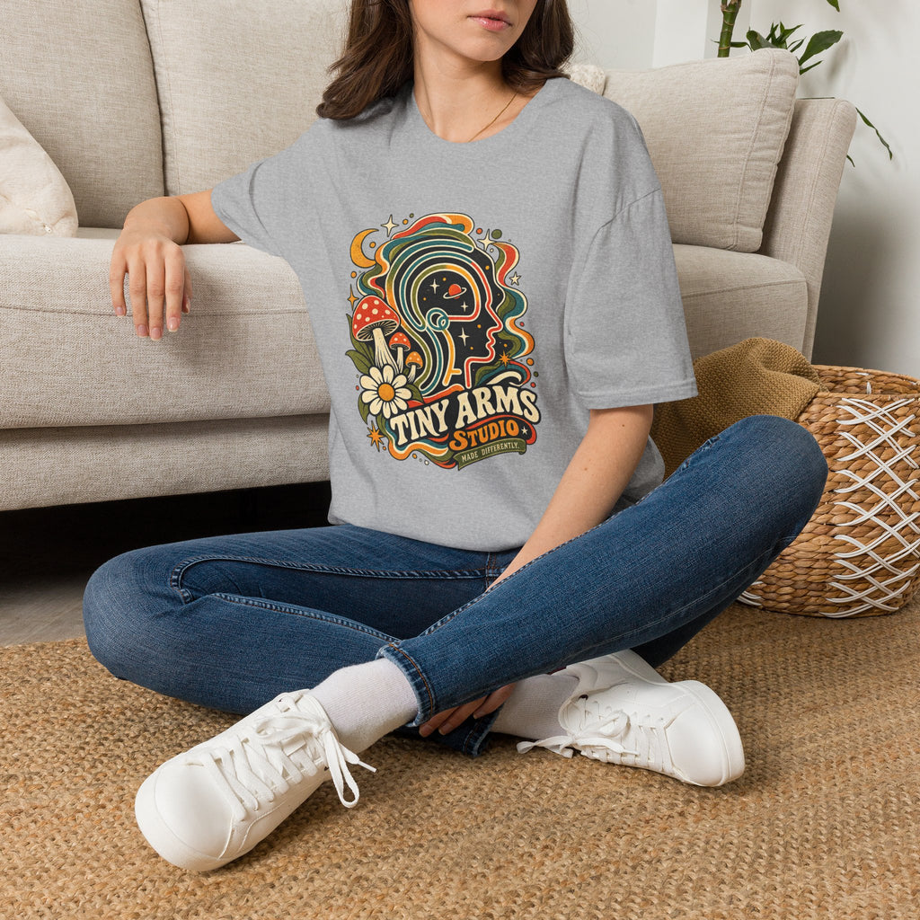Tiny Arms Studio Made Differently Retro Graphic Tee | Vintage Cosmic Mushroom Shirt