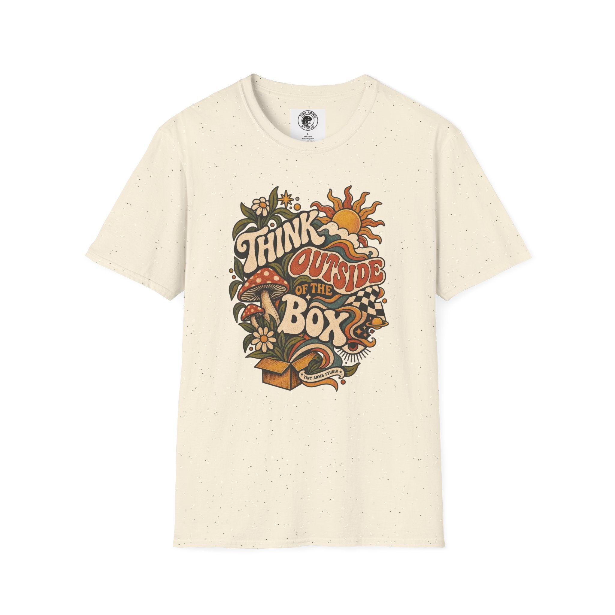 Think Outside the Box Retro Graphic Tee | Vintage Psychedelic Shirt