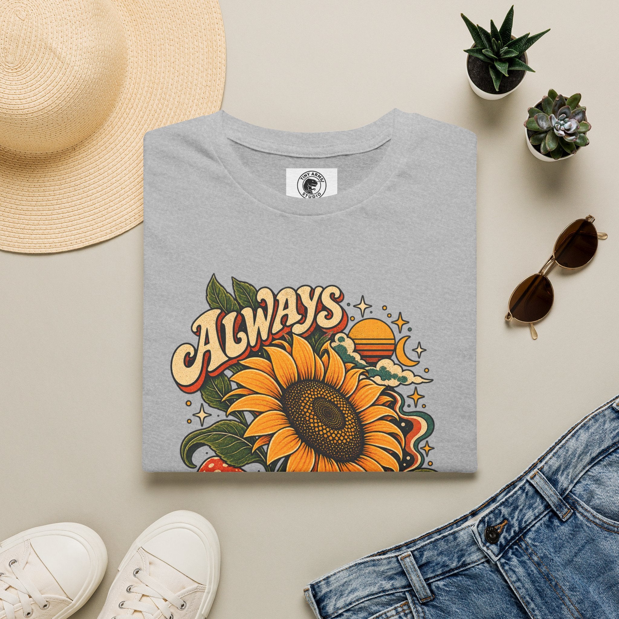Always Facing the Sunshine Retro Sunflower Graphic Tee