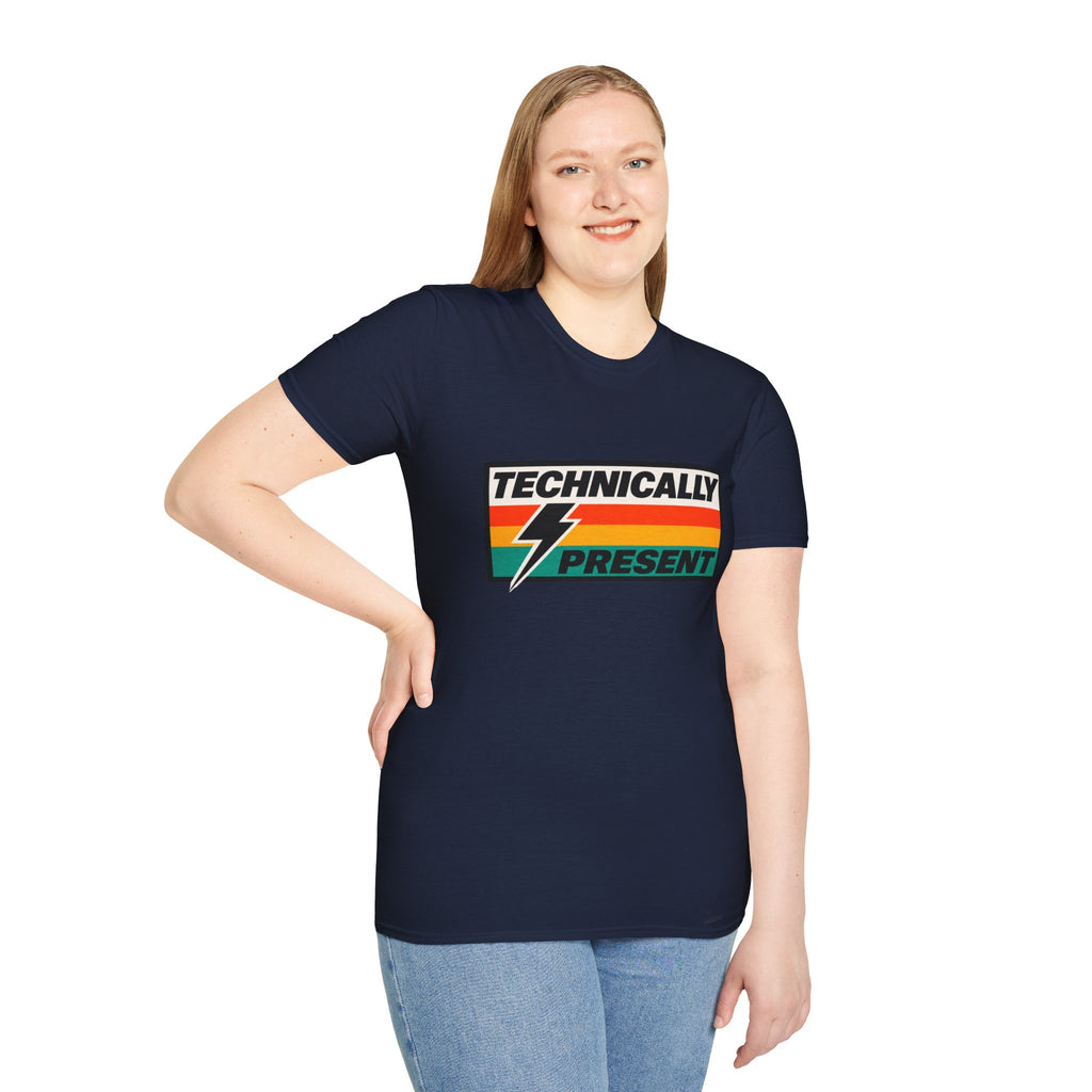Technically Present T-Shirt | Lightning Retro Stripe Graphic Tee