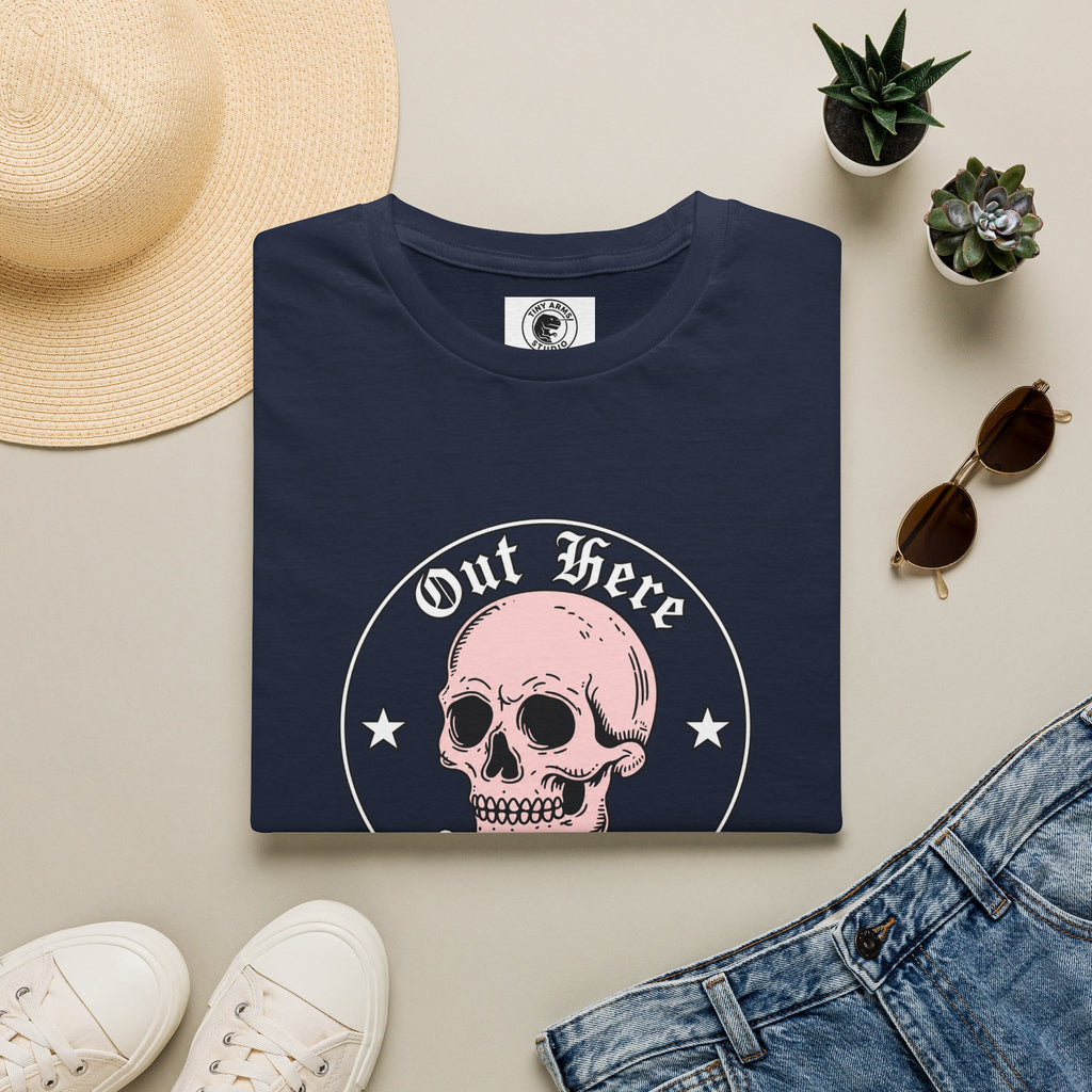 Pink Skull 'Out Here' Graphic Tee | Skull Illustration T-Shirt