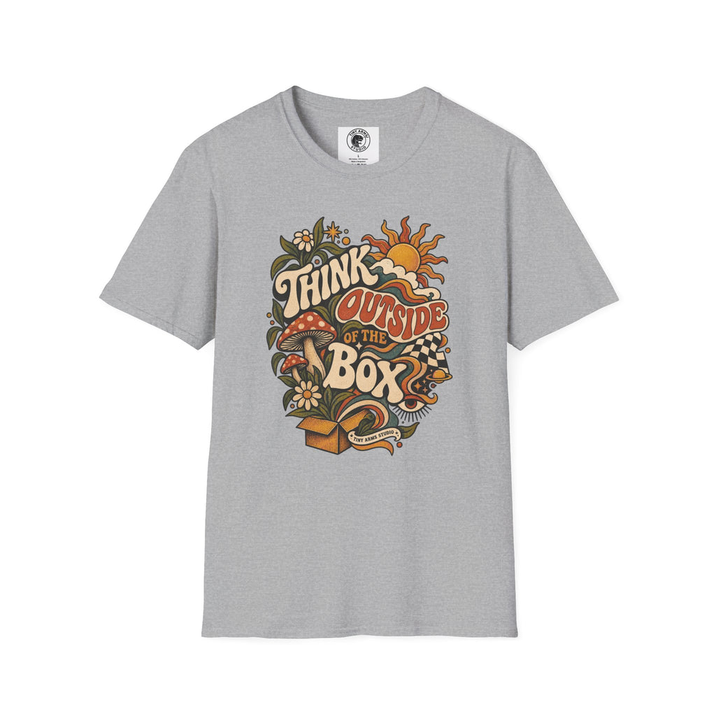 Think Outside the Box Retro Graphic Tee | Vintage Psychedelic Shirt