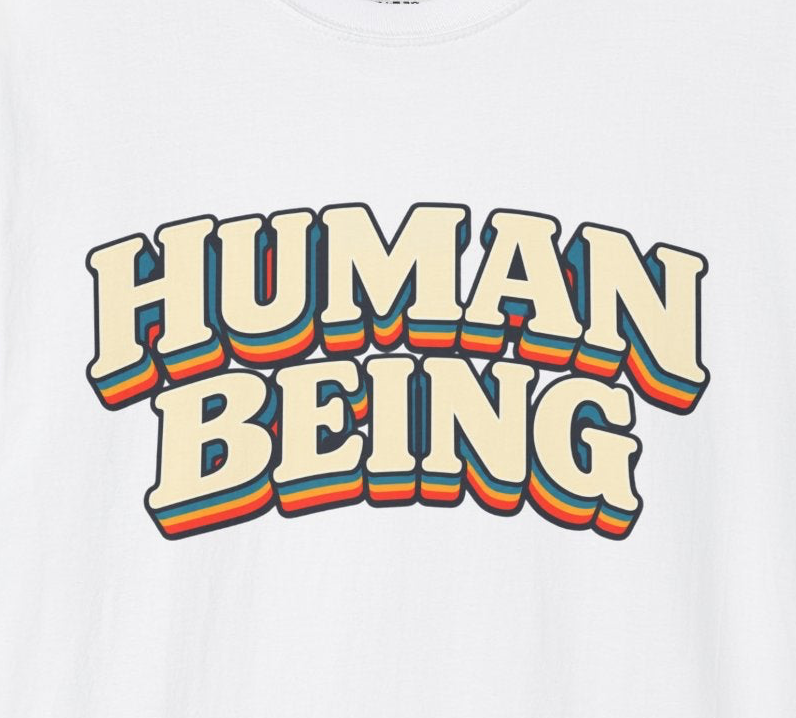 Human Being T-Shirt | Retro Rainbow Text