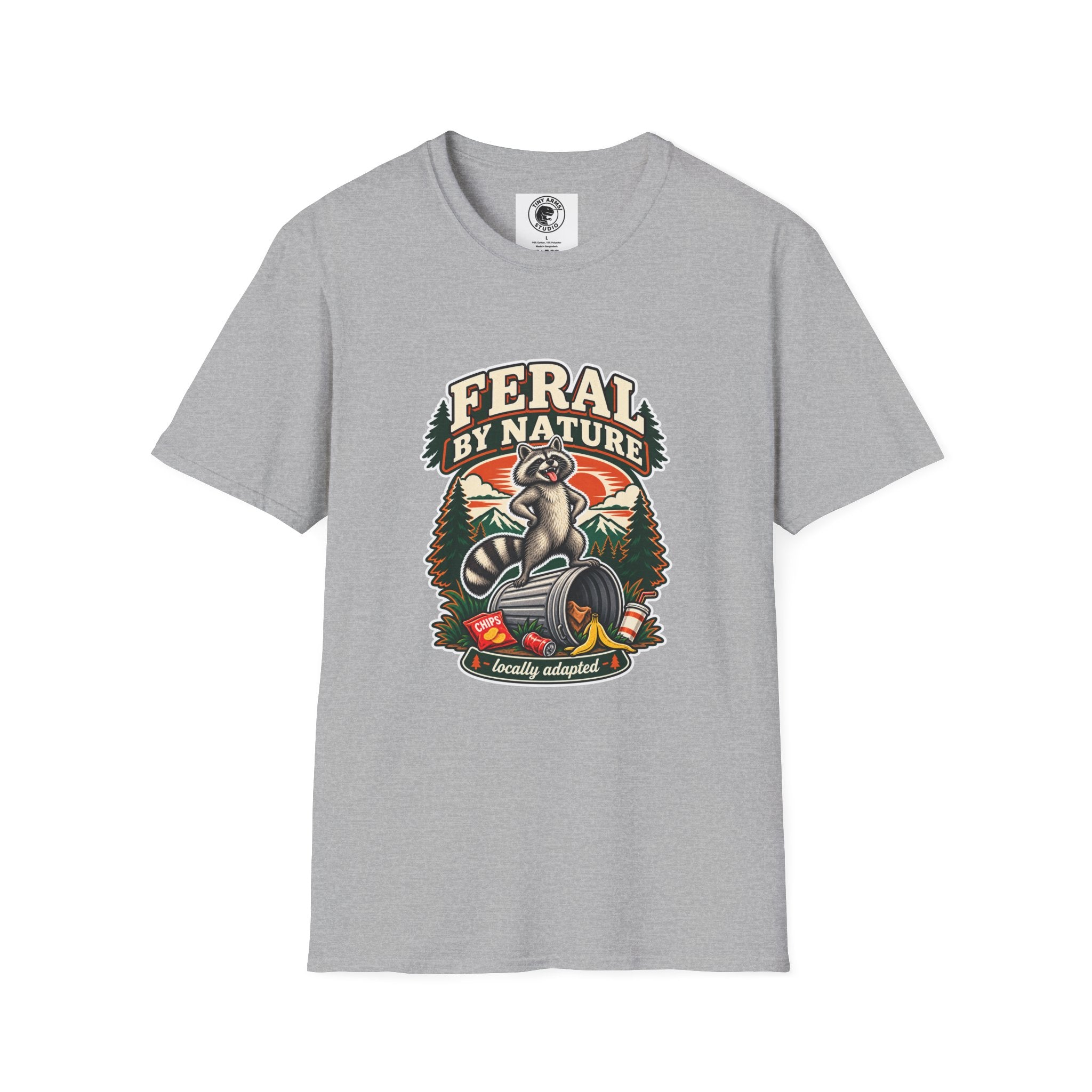 Feral By Nature raccoon graphic T-Shirt | nature outdoors vintage camping
