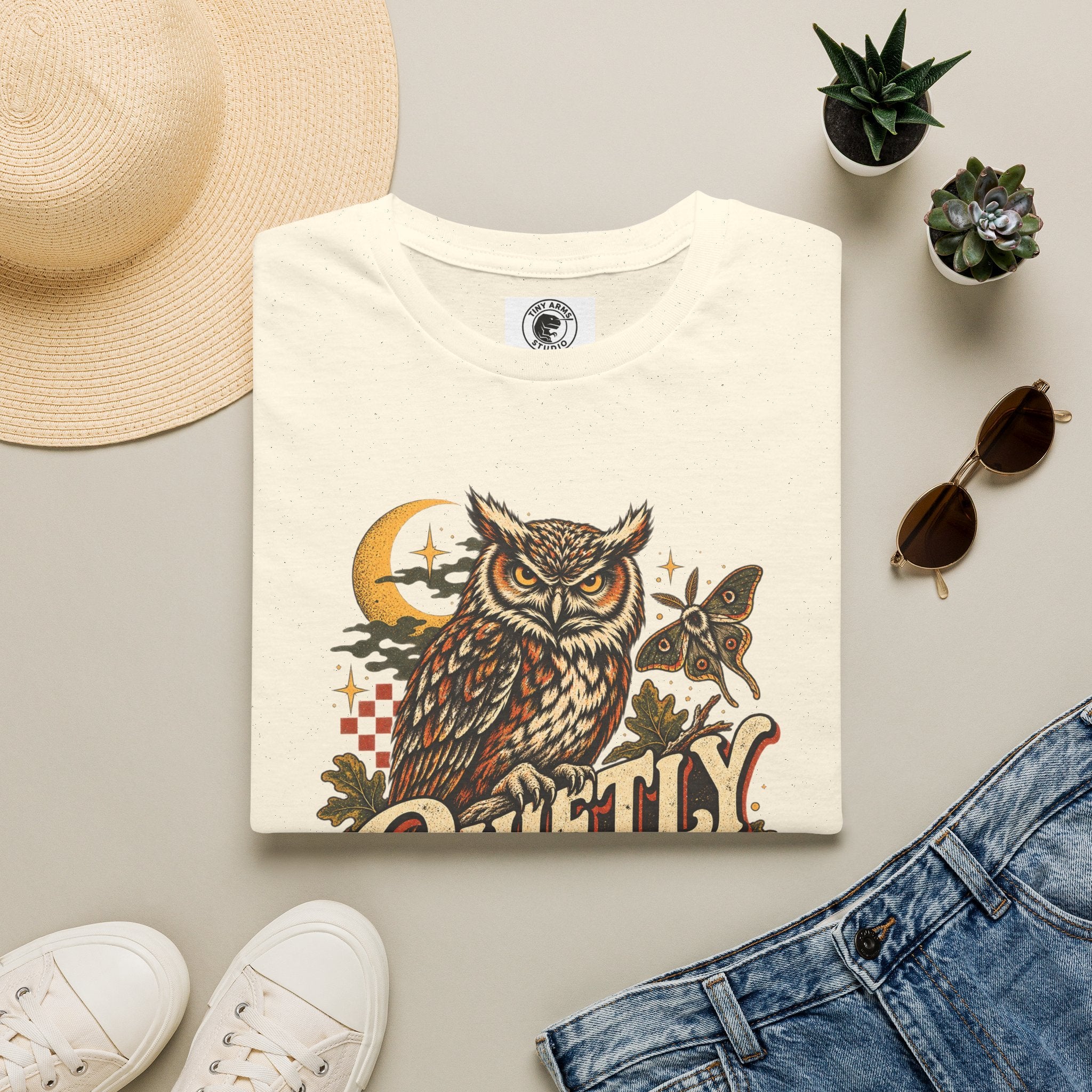 Quietly Making It Weird Retro Owl Graphic Tee | Vintage Woodland Shirt