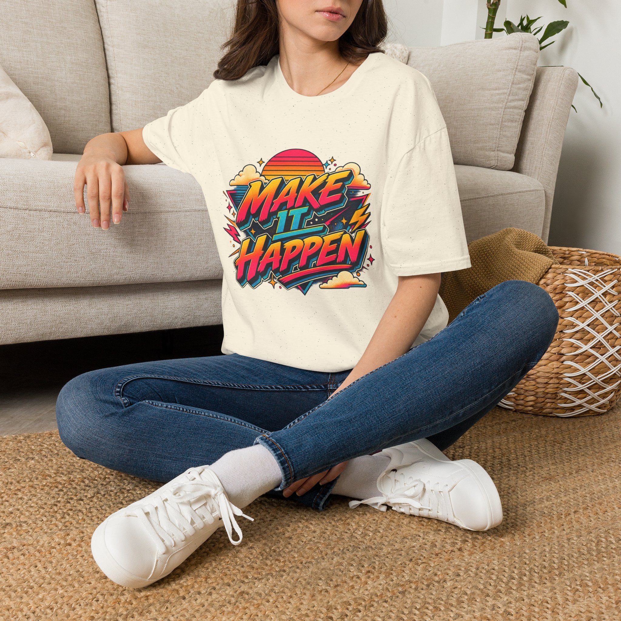 Make It Happen T-Shirt | Retro Sunset Motivational Tee