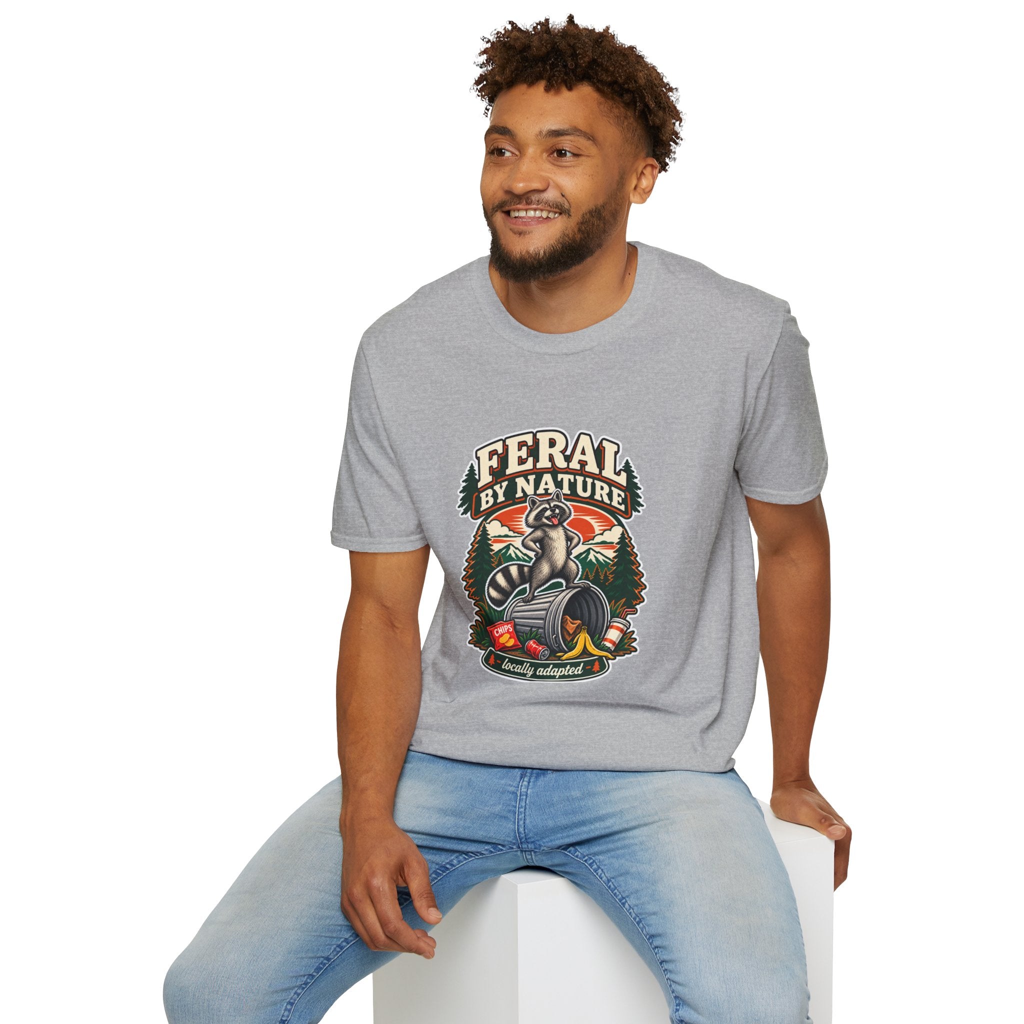 Feral By Nature raccoon graphic T-Shirt | nature outdoors vintage camping