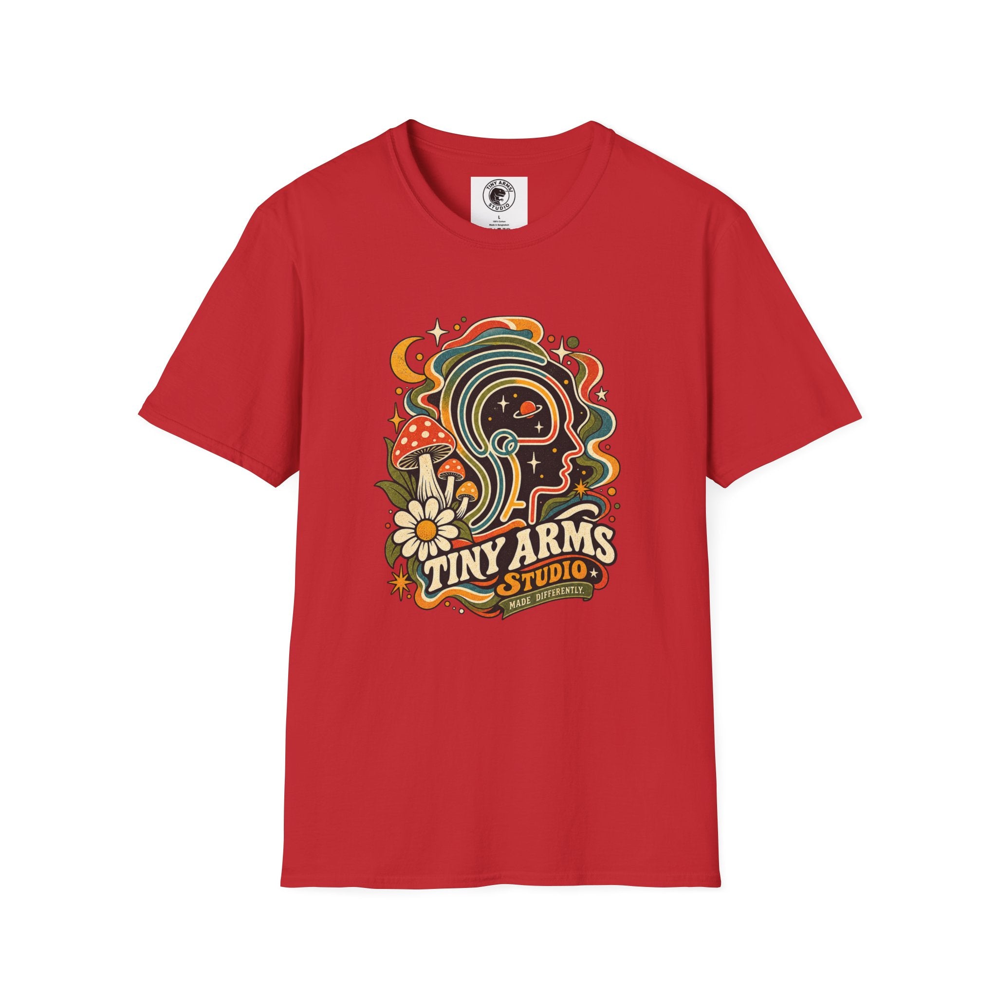 Tiny Arms Studio Made Differently Retro Graphic Tee | Vintage Cosmic Mushroom Shirt