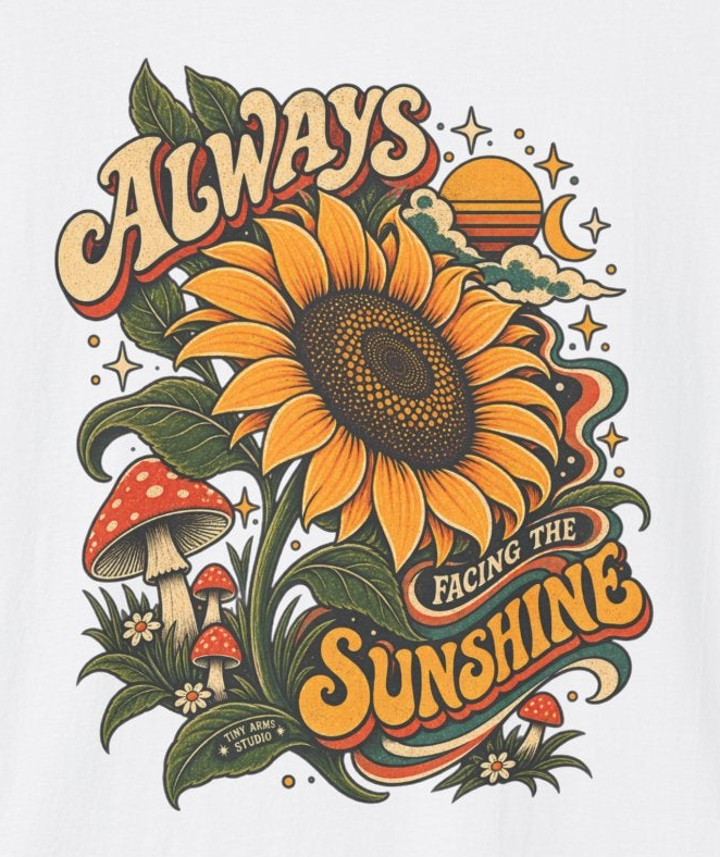 Always Facing the Sunshine Retro Sunflower Graphic Tee