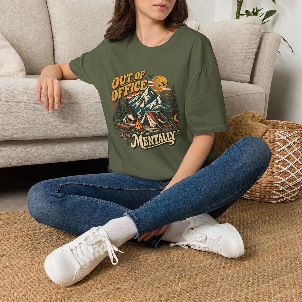 Out of Office Mentally Retro Camping Graphic Tee | Vintage Outdoor Shirt