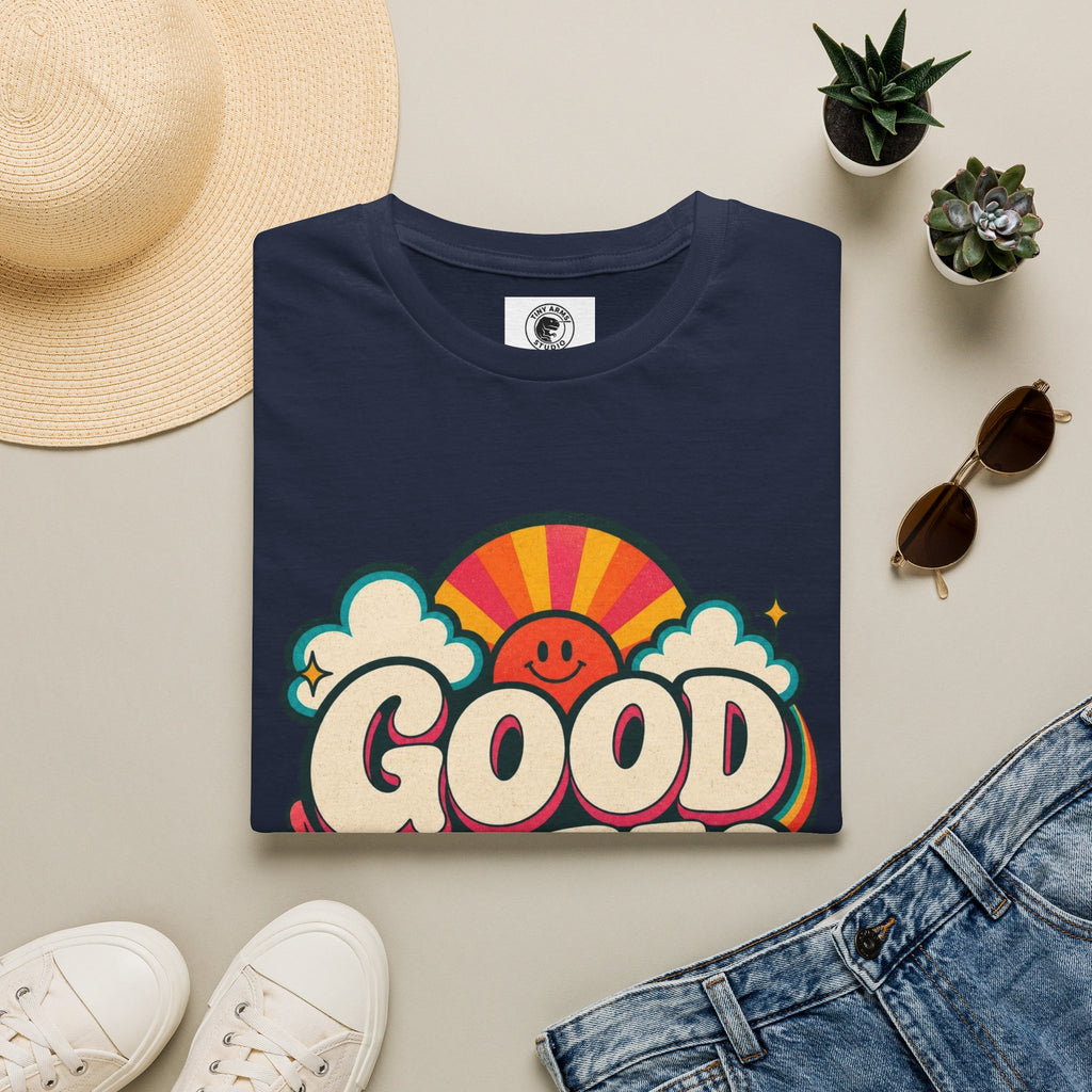 Good Vibes T-Shirt | Retro Rainbow Smiley Tee