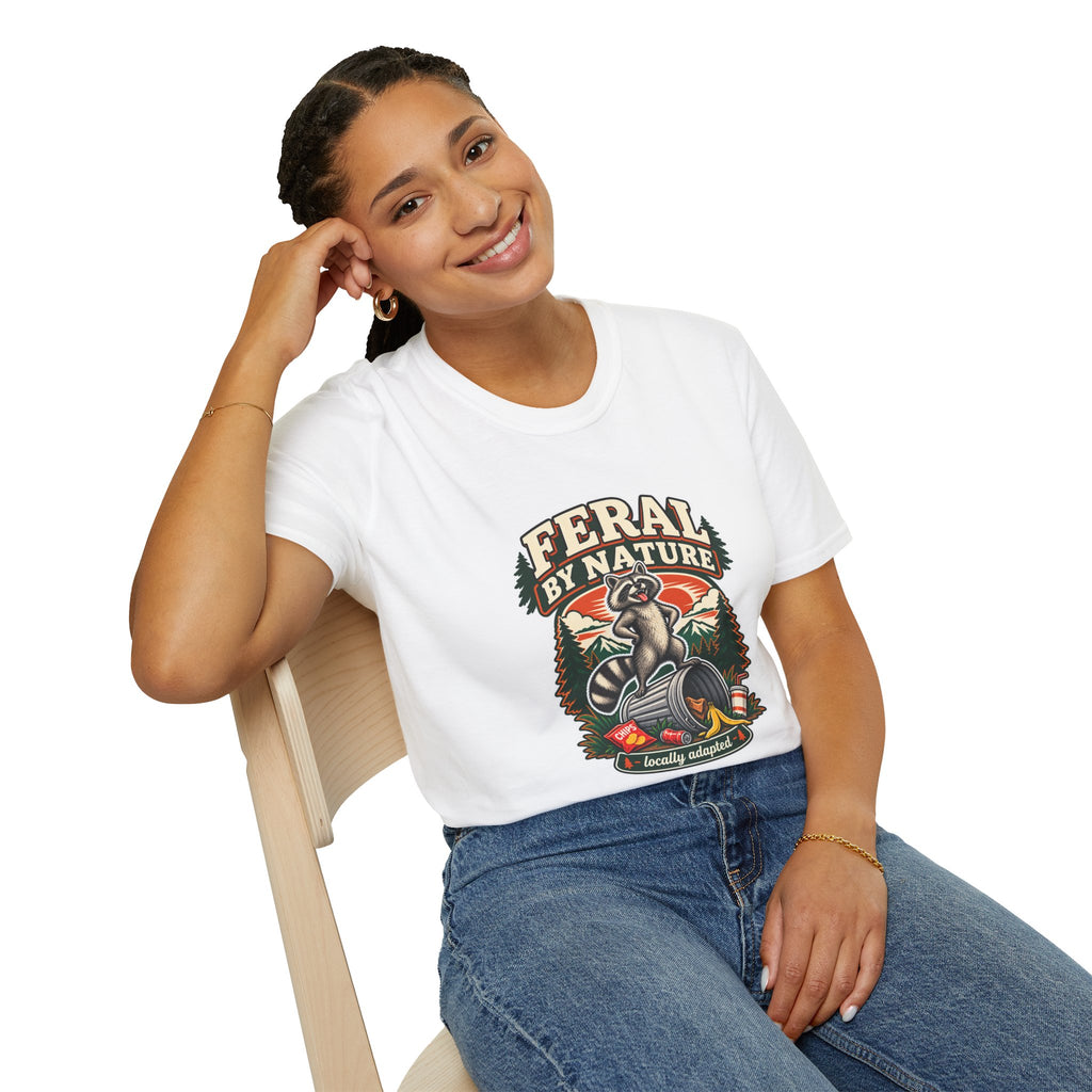 Feral By Nature raccoon graphic T-Shirt | nature outdoors vintage camping